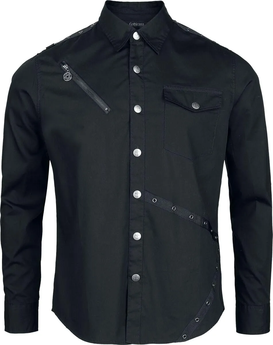 Gothicana by EMP Camicia Nera Uomo maniche lunghe taglia L