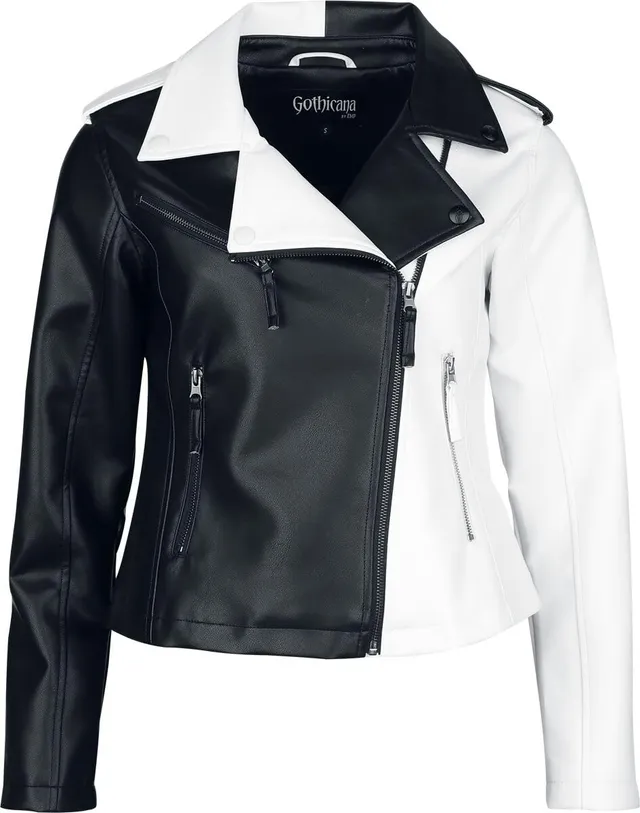 Gothicana by EMP Biker giacca S ecopelle bianca e nera