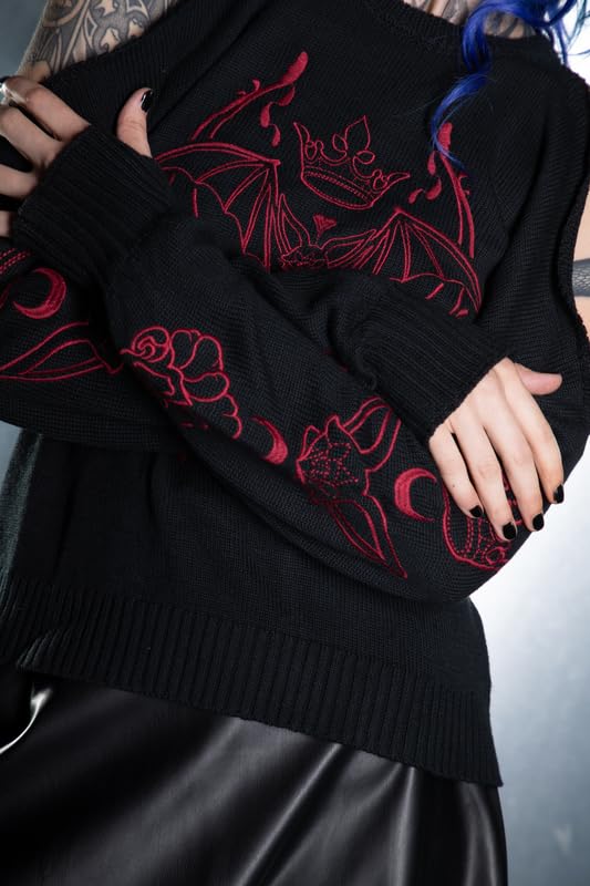 Gothicana by EMP maglione corto L nero cold-shoulder