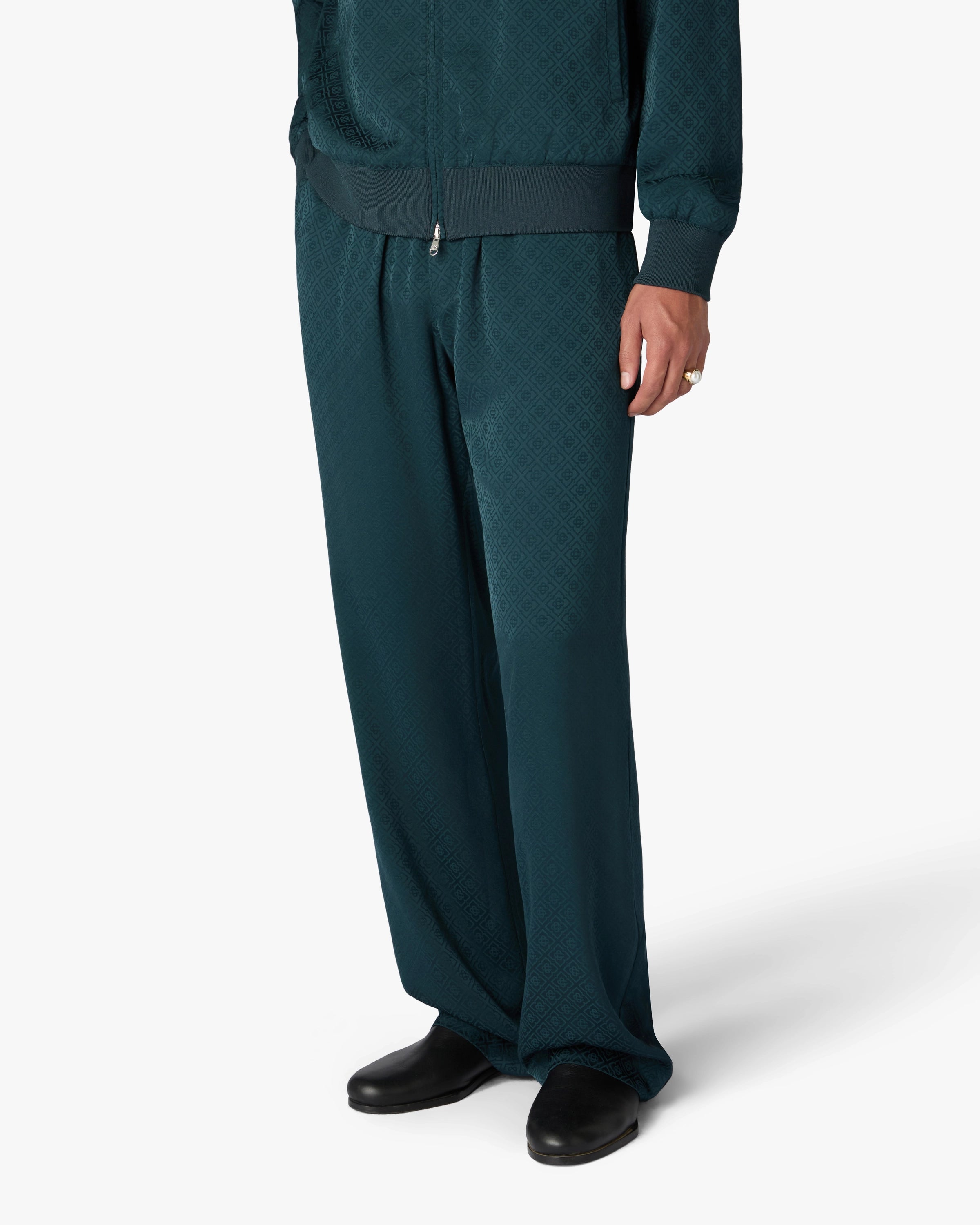 Casablanca Monogram Pantaloni verde petrolio viscosa