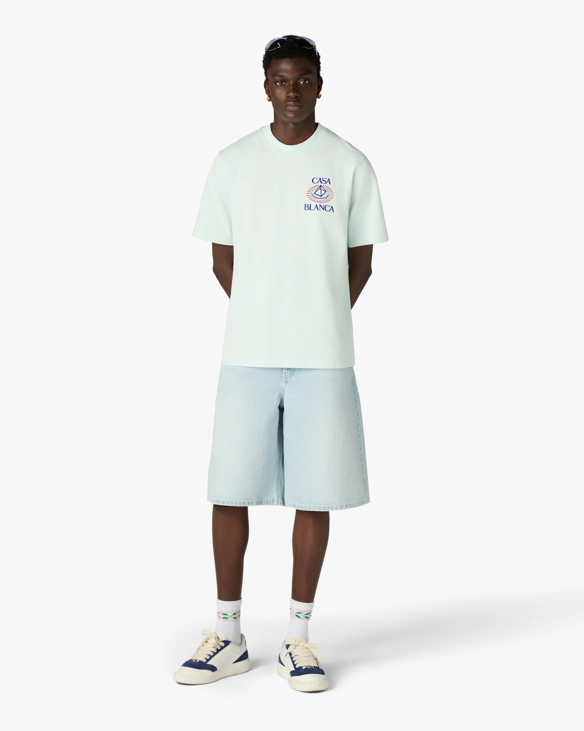 Casablanca Celestial Pyramid t-shirt cotone azzurra