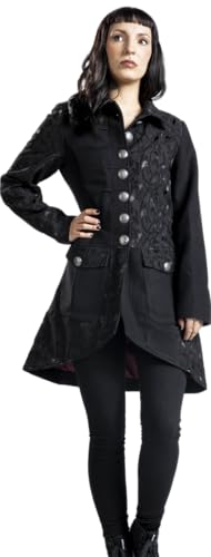 Gothicana by EMP cappotto donna nero fodera rossa broccato