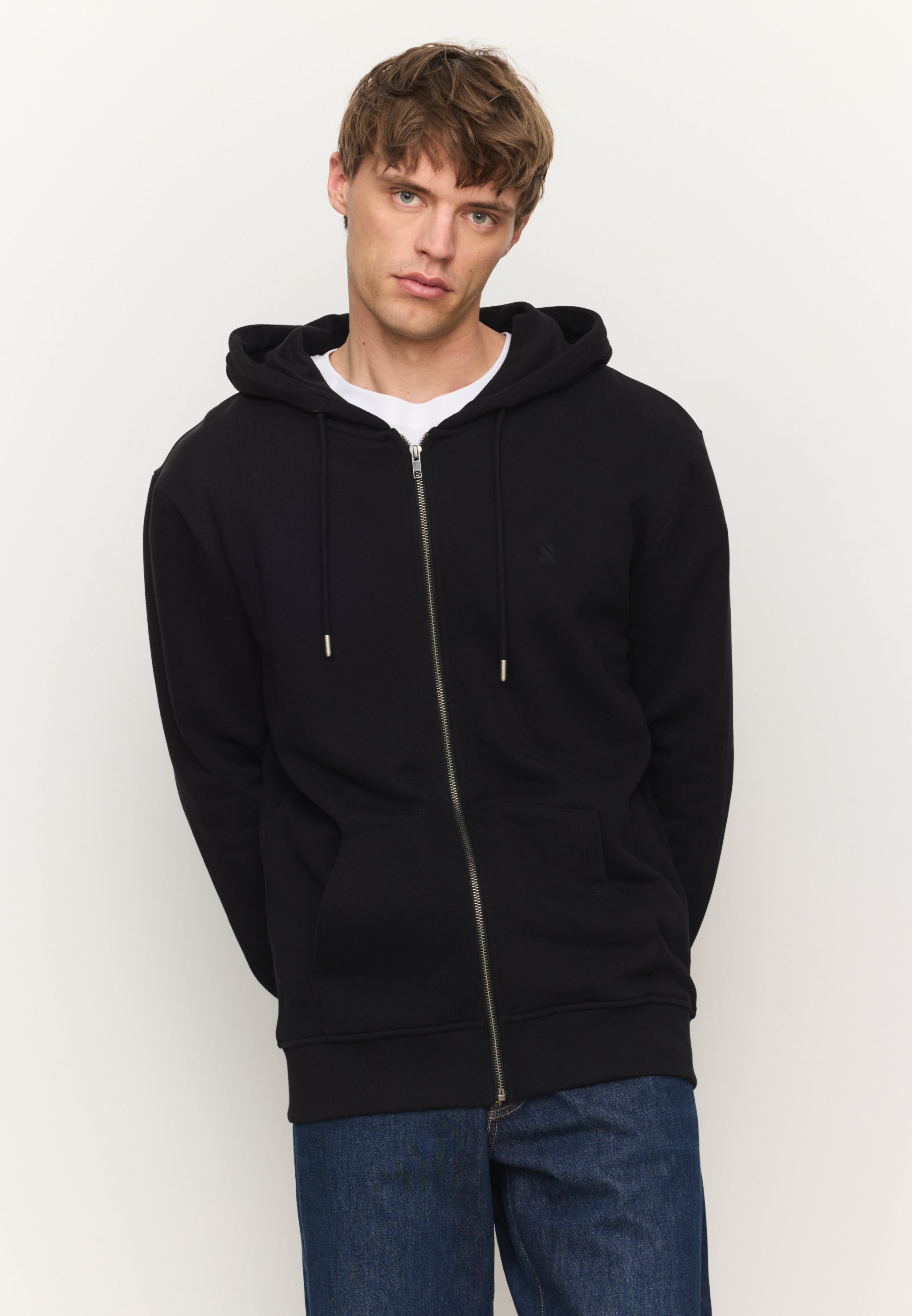 Recolution Birch felpa con zip nero cotone bio