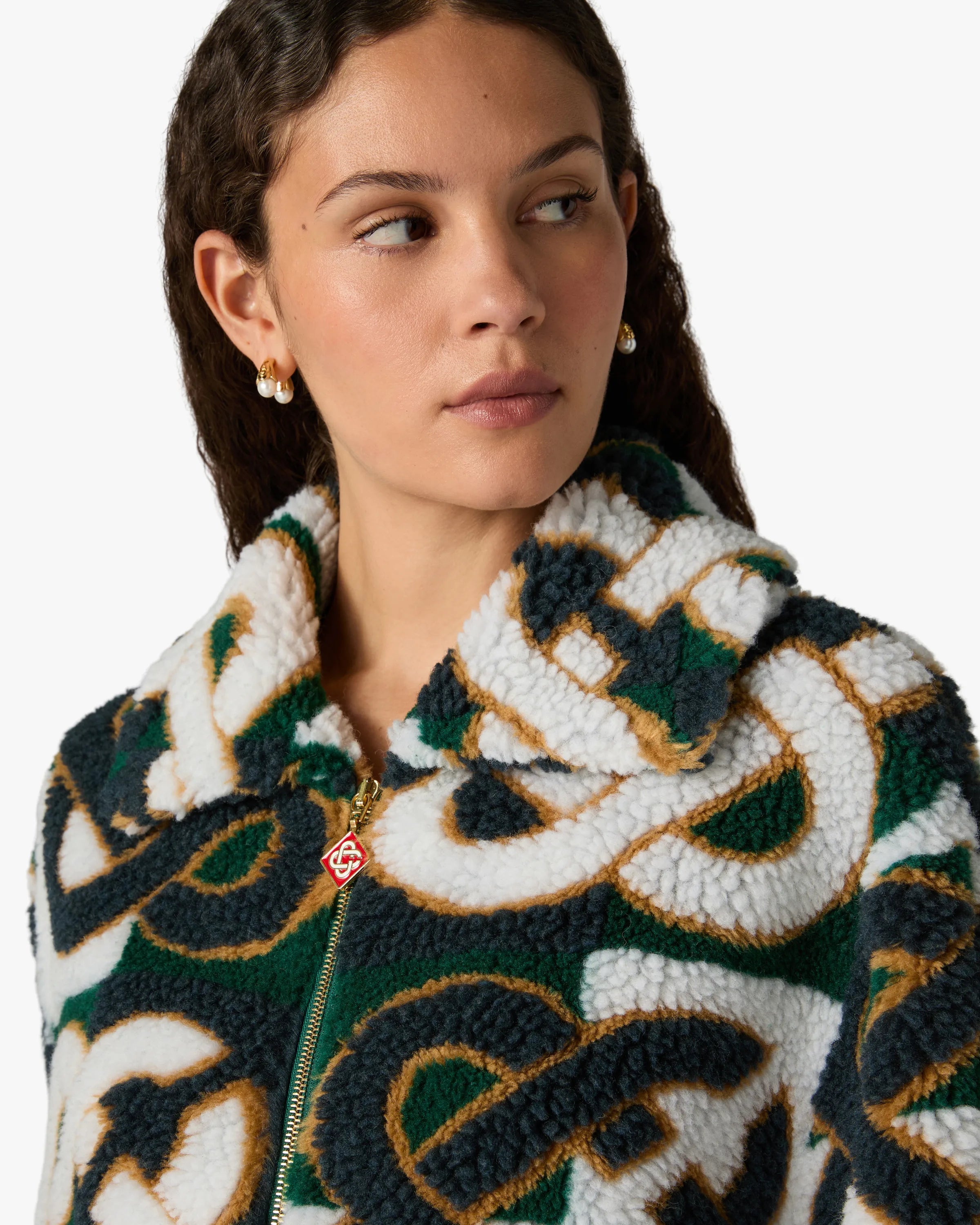 Casablanca Check Monogram giacca pile verde lana mohair