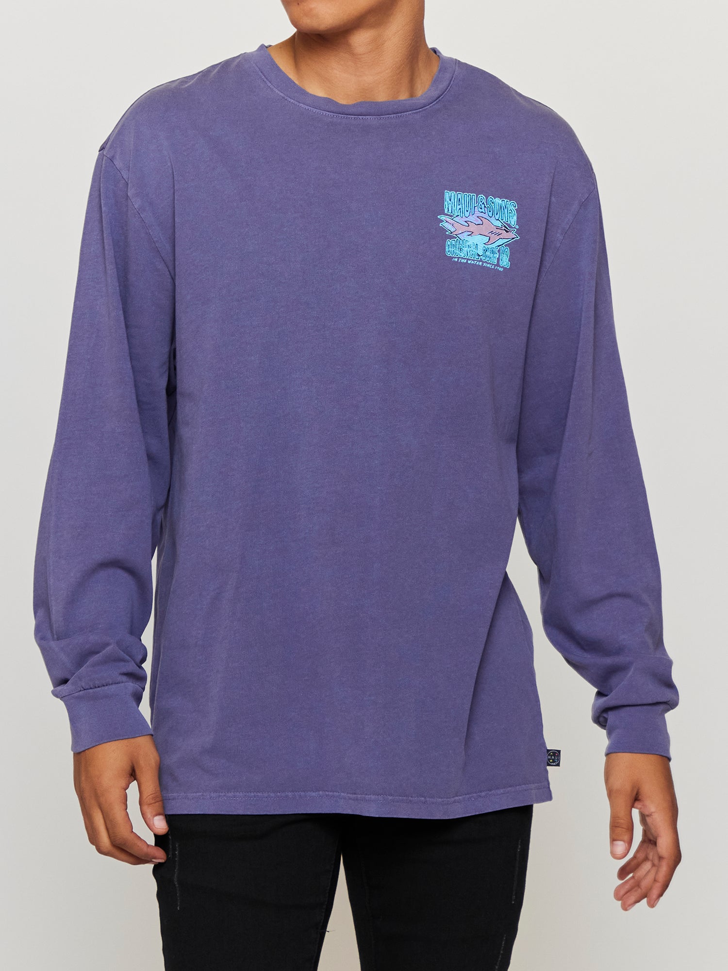 Maui and Sons Shark Surf Co. maglia manica lunga viola cotone