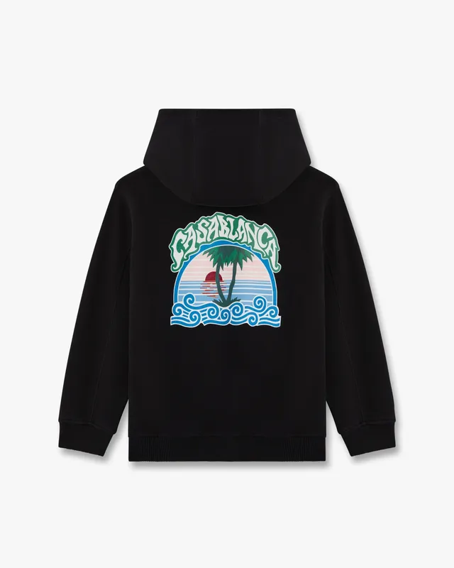 Casablanca Palm Tree felpa bambino nera con cappuccio