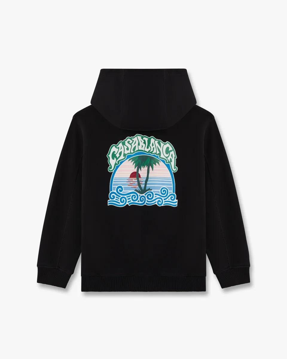 Casablanca Palm Tree felpa bambino nera con cappuccio