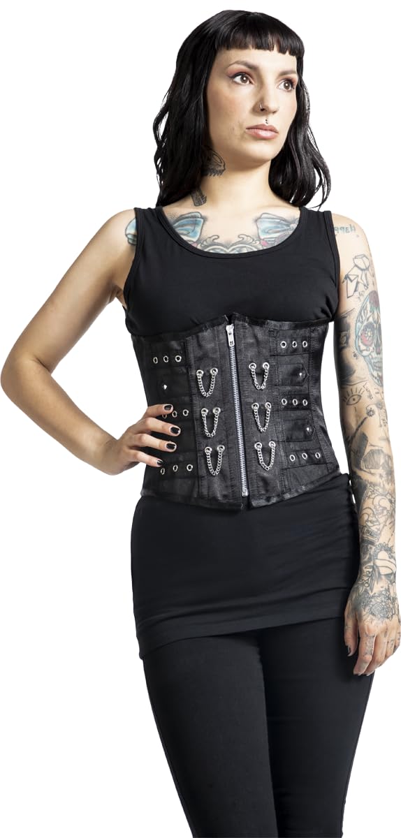 Gothicana by EMP corsetto nero catene occhielli