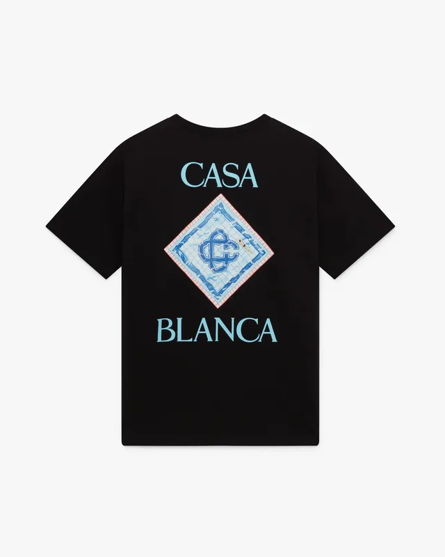Casablanca Pool t-shirt cotone nera manica corta