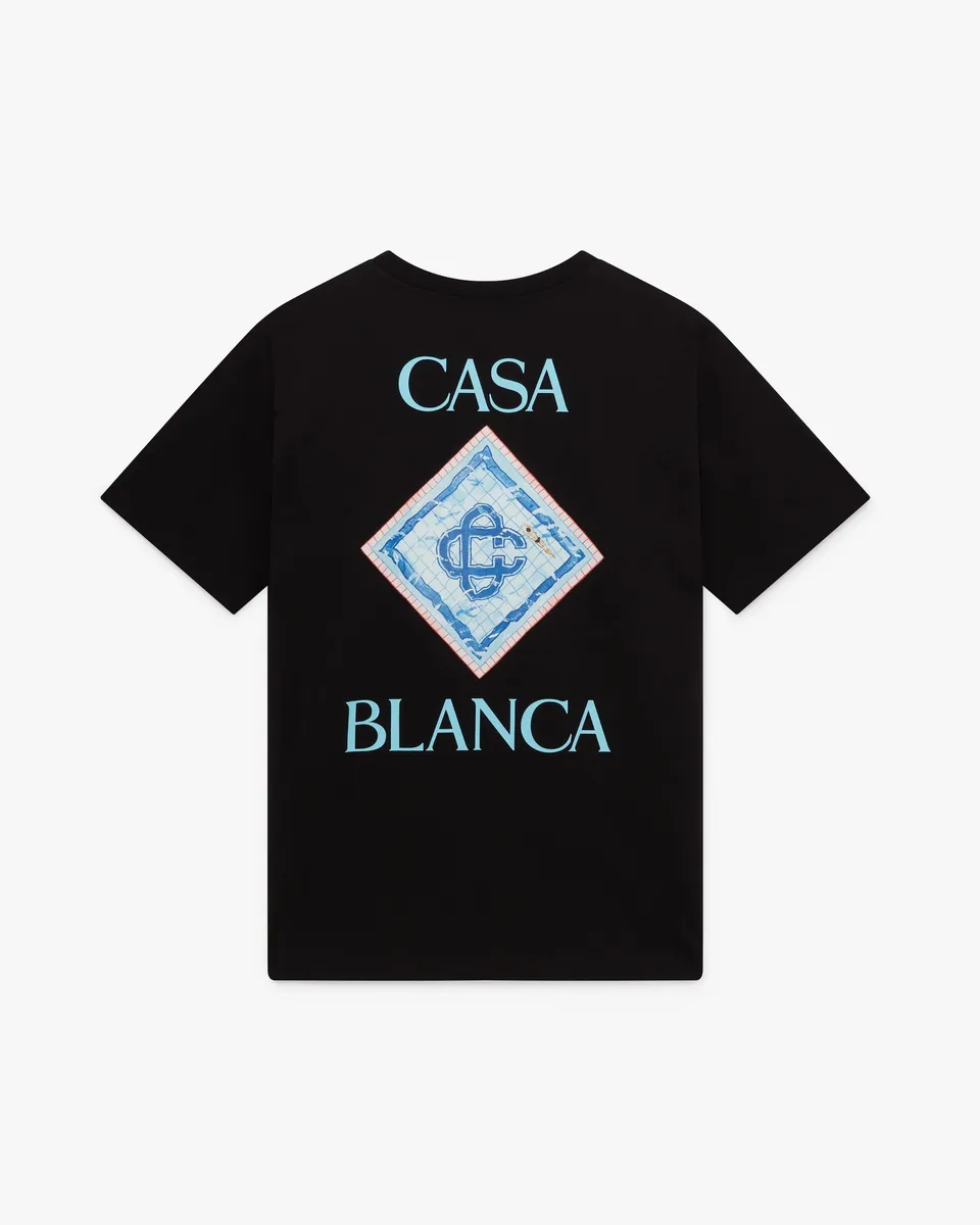 Casablanca Pool t-shirt cotone nera manica corta