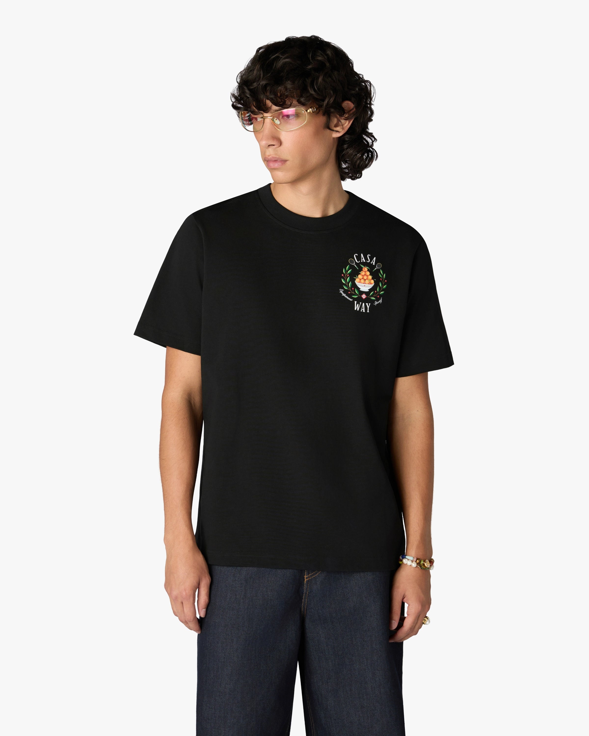 Casablanca Casaway t-shirt uomo nera cotone bio