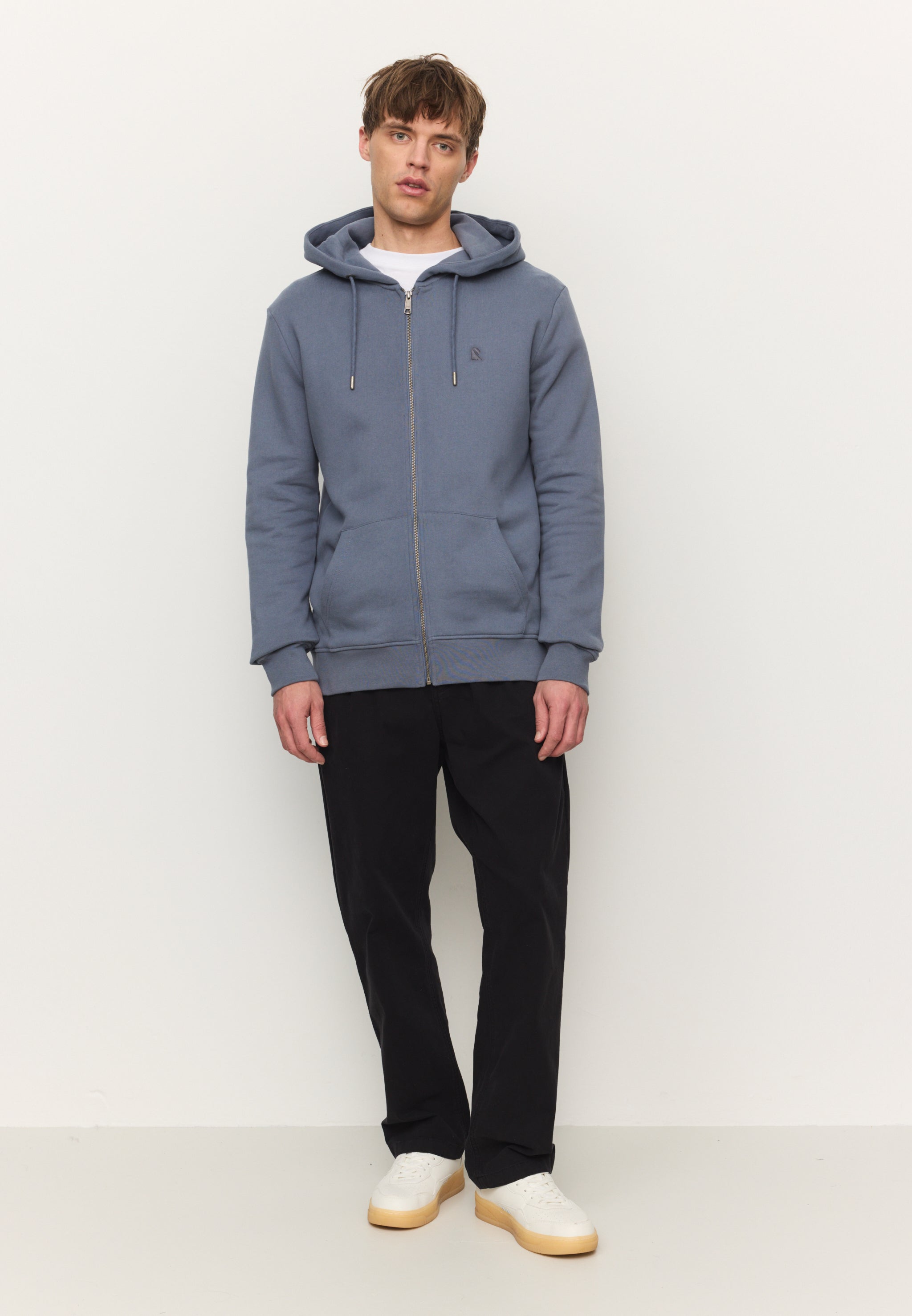 Recolution Birch felpa zip azzurra cotone bio