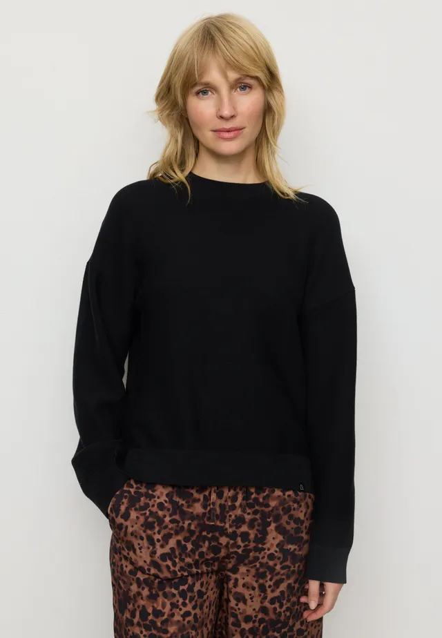 Recolution Gingko maglione nero cotone bio