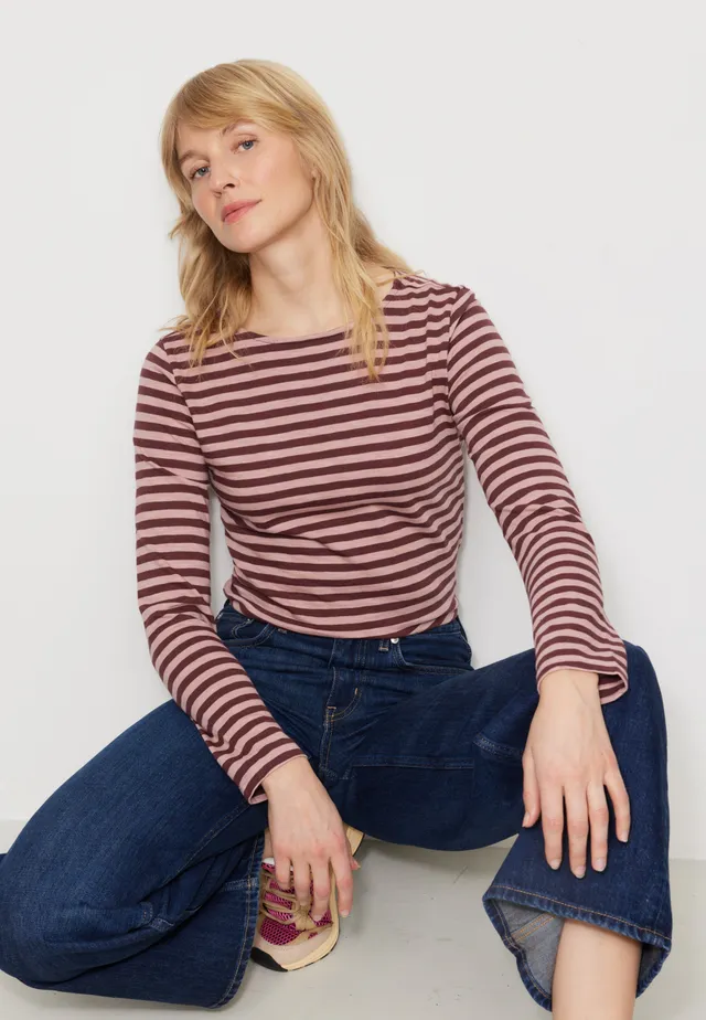 Recolution Iris Stripes maglia a righe rosa cotone bio