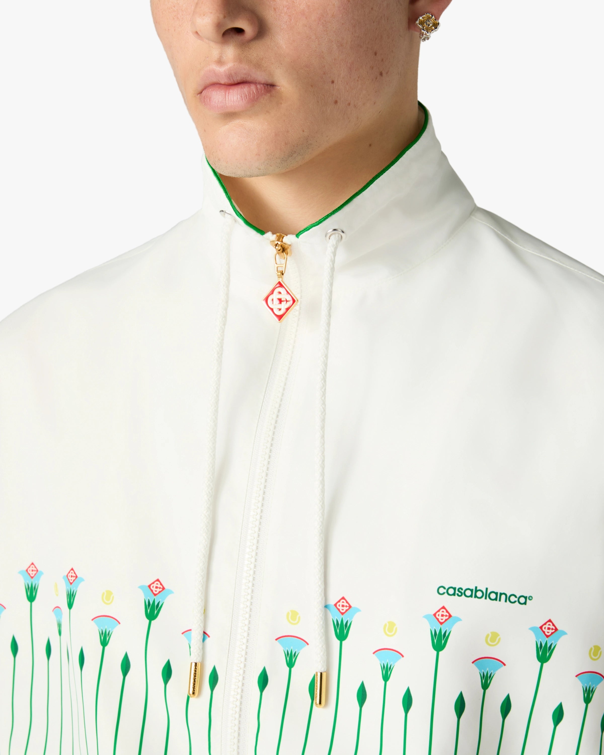 Casablanca Floral giacca antivento bianca verde