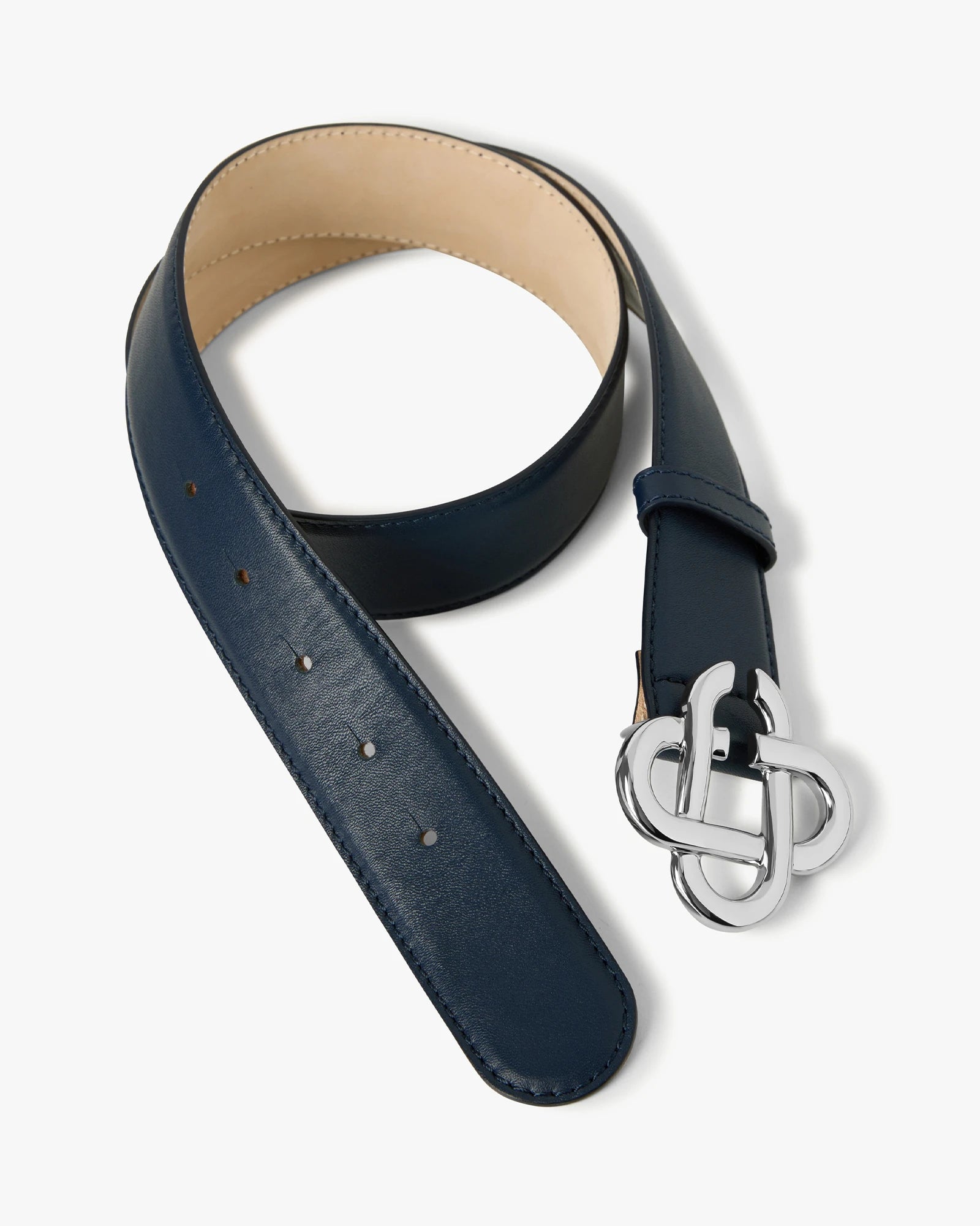 Casablanca CC cintura pelle blu fibbia argento