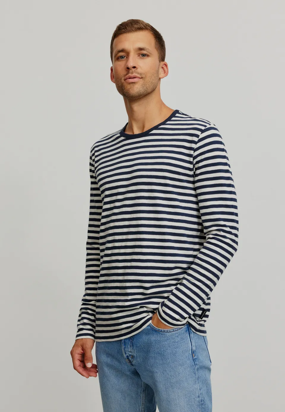 Recolution Maca Stripes maglia manica lunga dark navy cotone bio