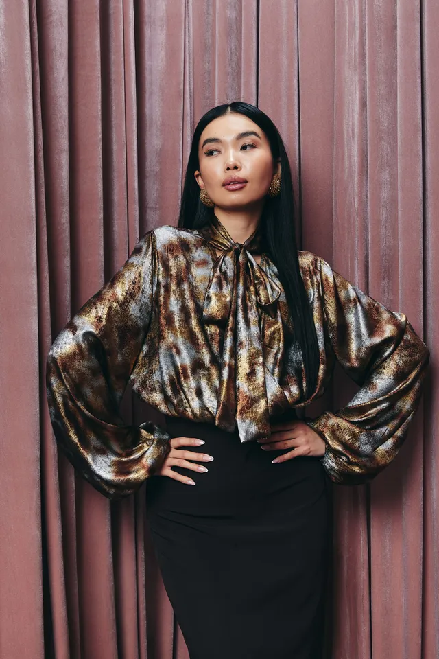 Sarah Chole 27987 Foil Dora blusa dorata poliestere