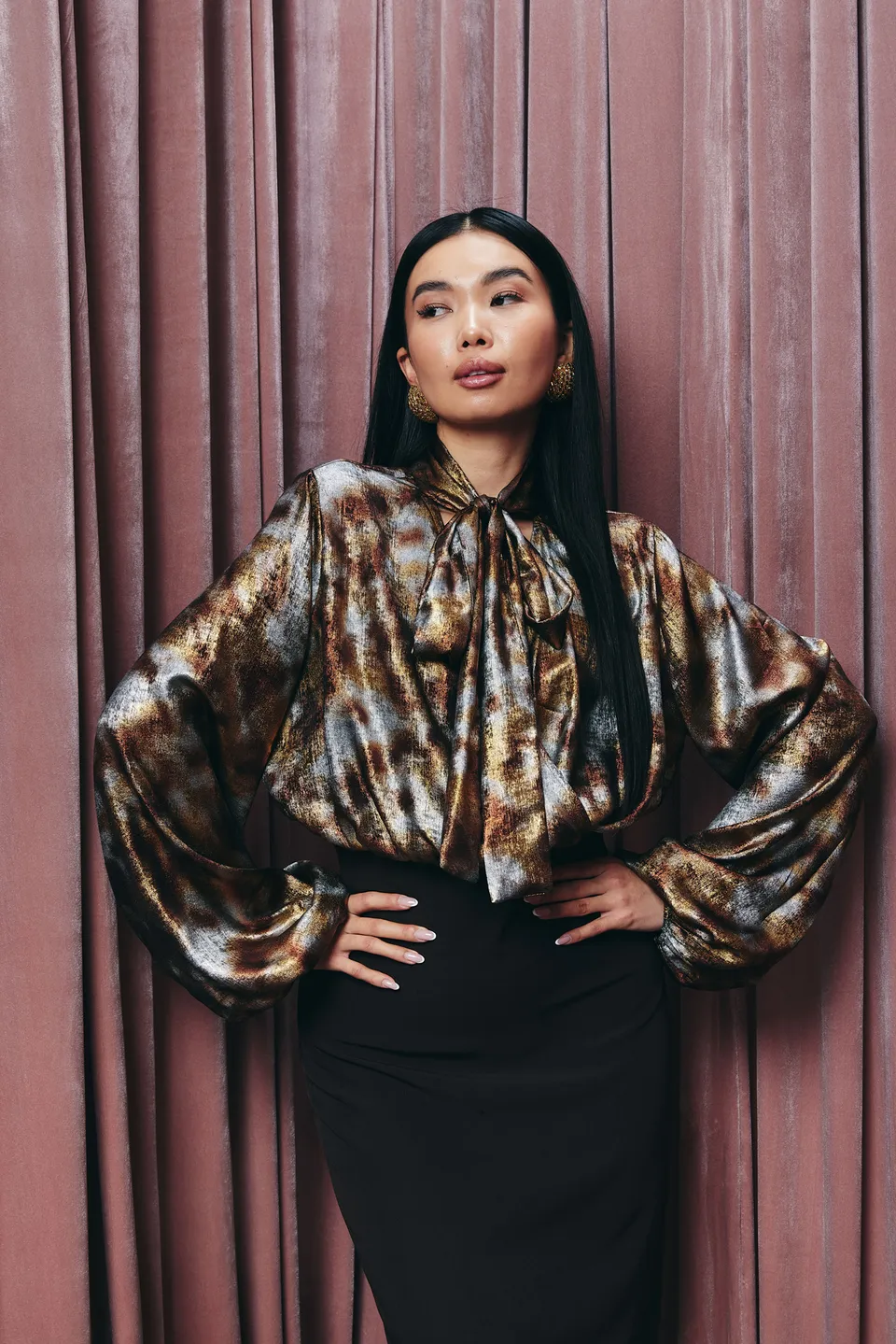 Sarah Chole 27987 Foil Dora blusa dorata poliestere