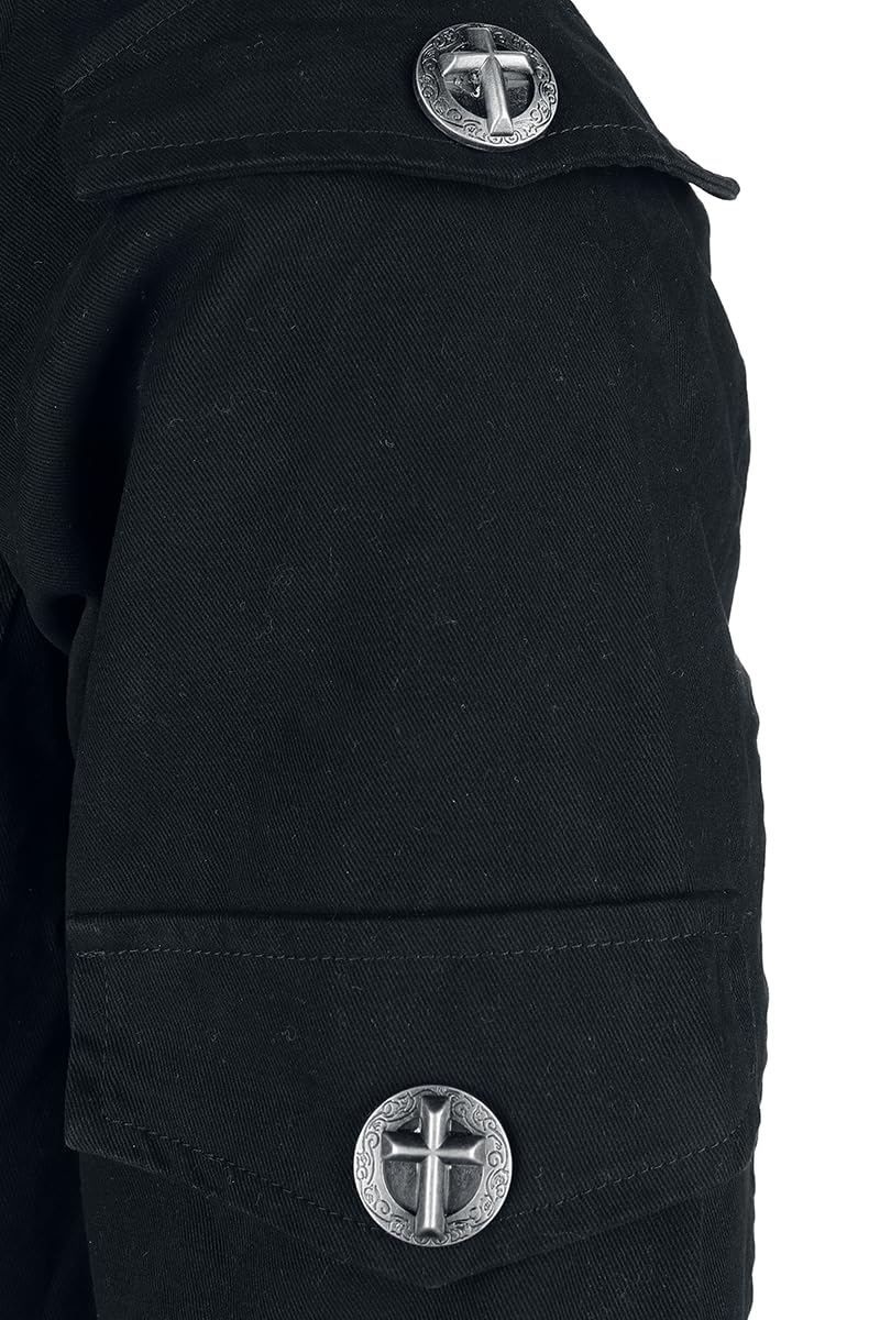 Gothicana by EMP Cappotto Lungo Nero accessori metallo