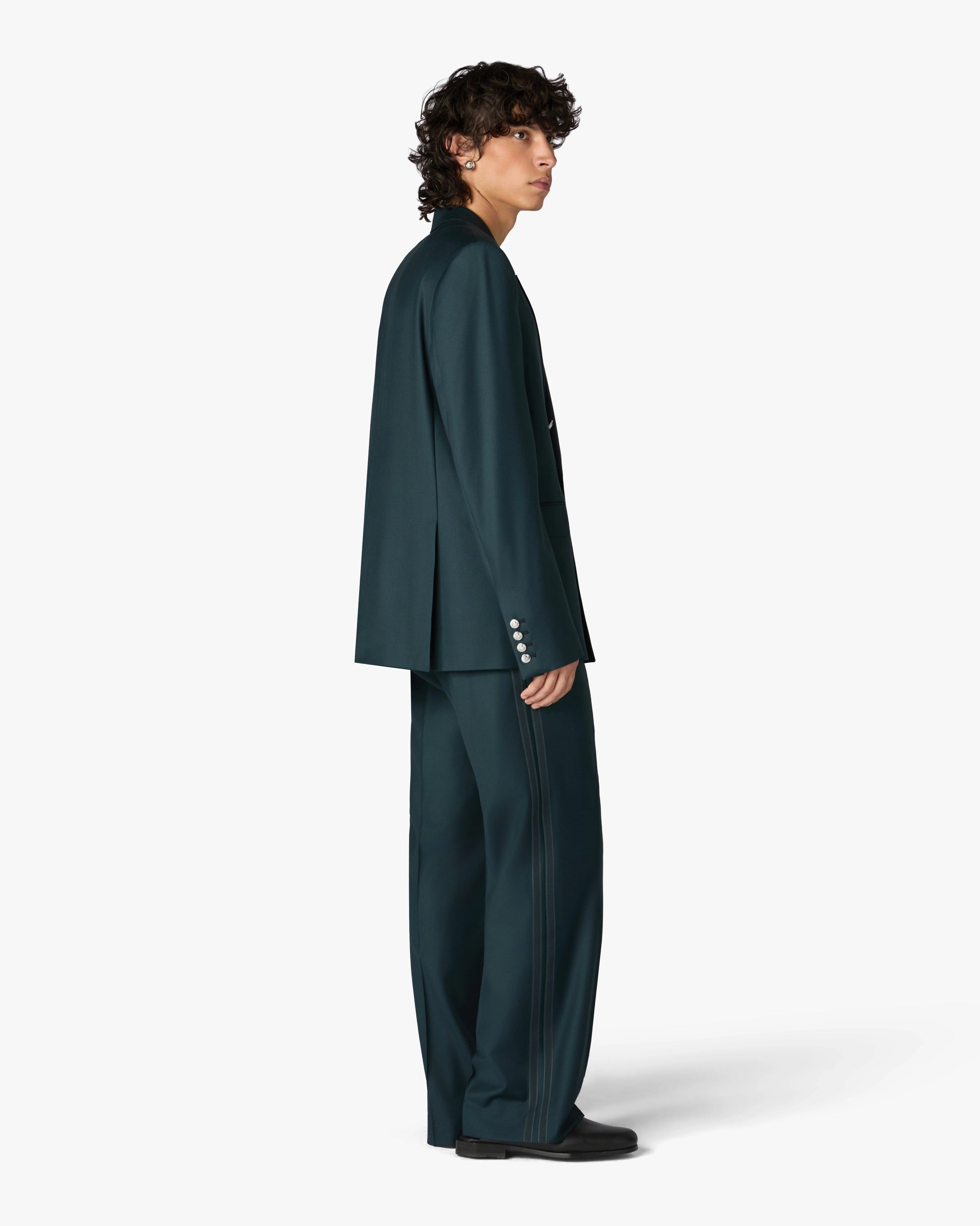Casablanca Dark Teal Straight Leg pantaloni verde petrolio lana
