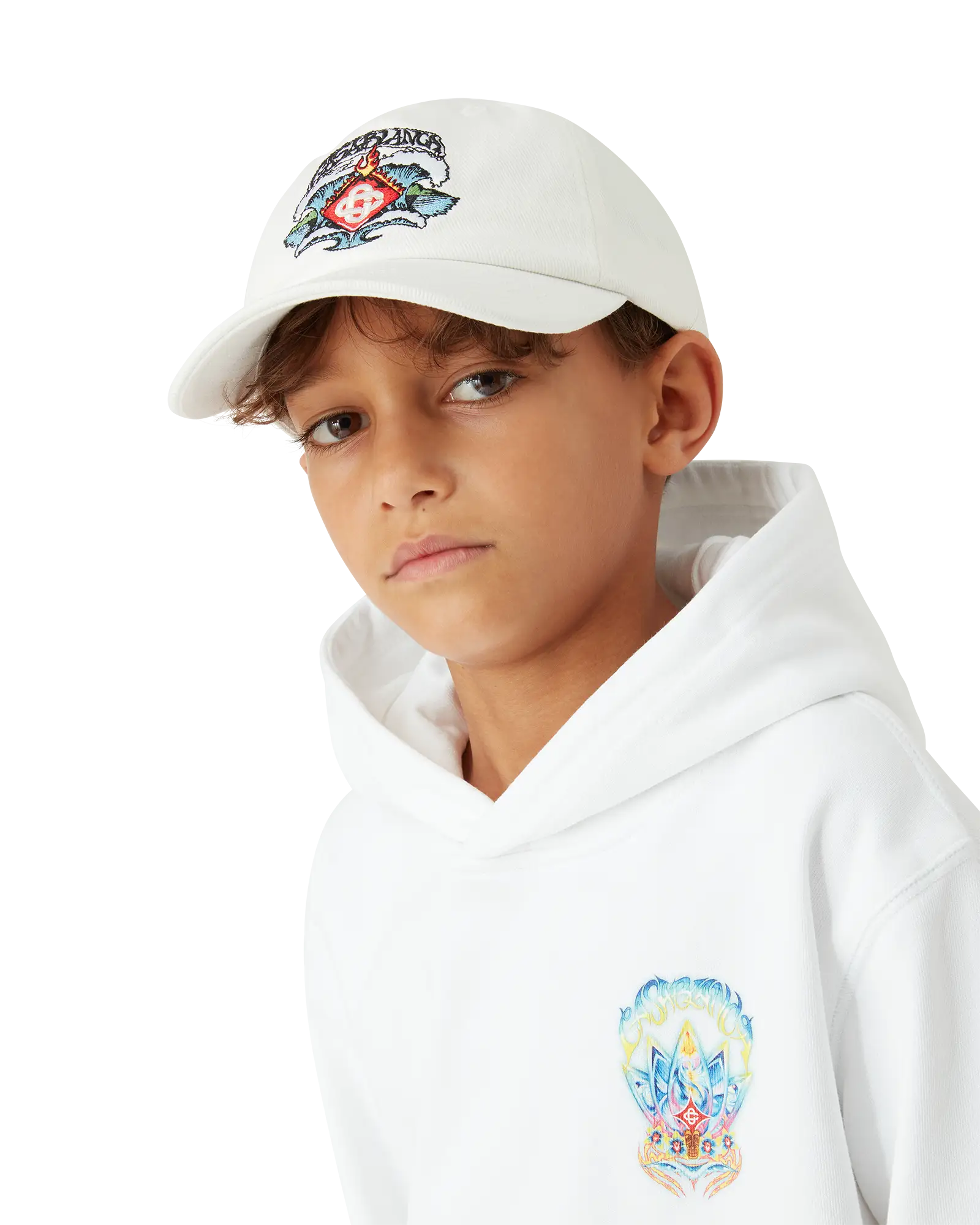 Casablanca Cappellino Waves Bambino Bianco Cotone