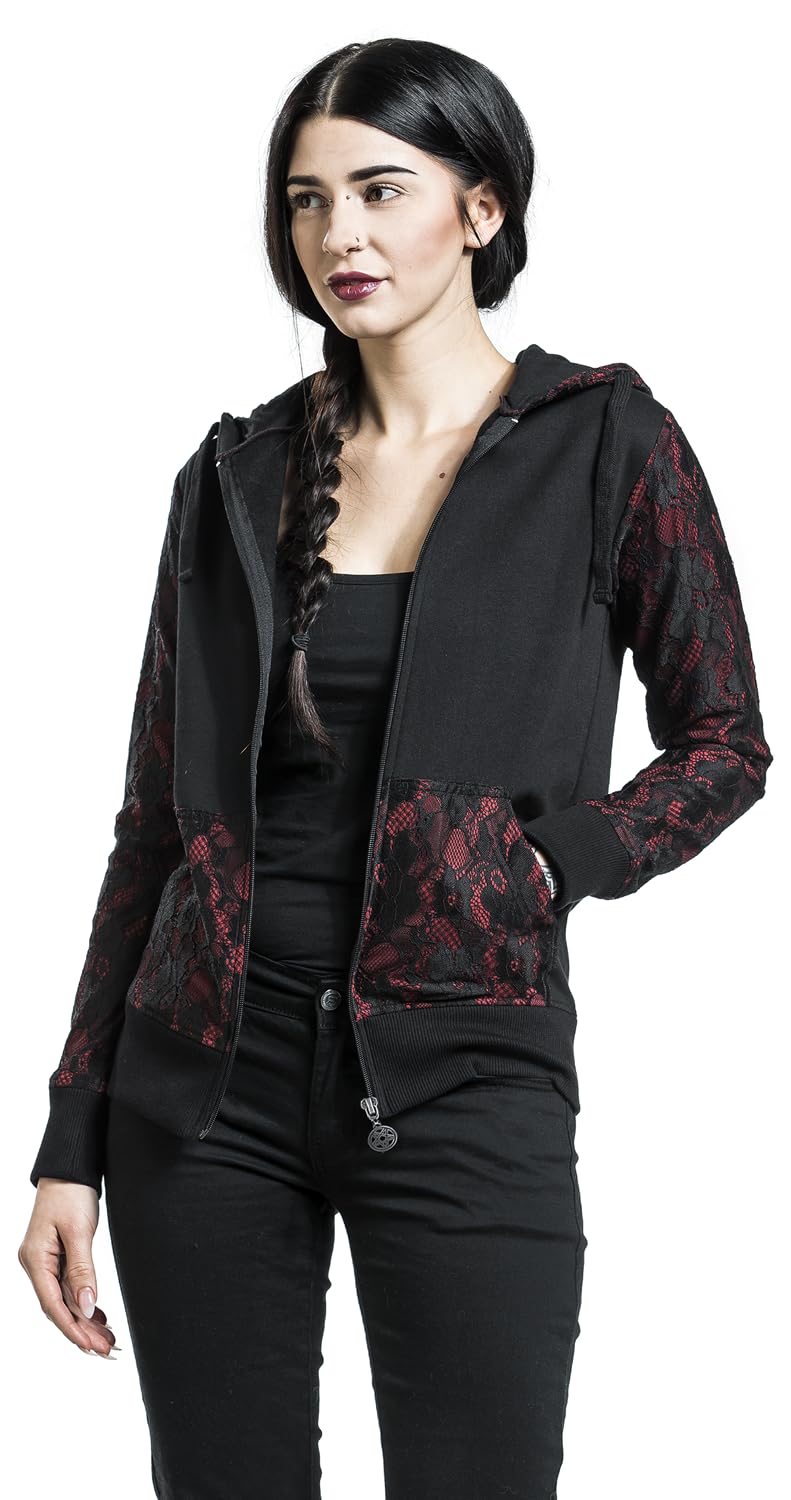 Gothicana by EMP giacca donna nera rossa con pizzo