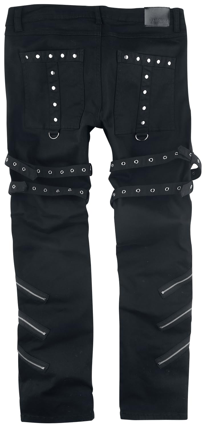 Gothicana by EMP jeans neri 30W/32L con fibbie