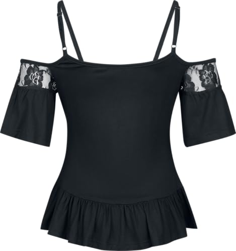 Gothicana by EMP t-shirt donna nera spalle scoperte