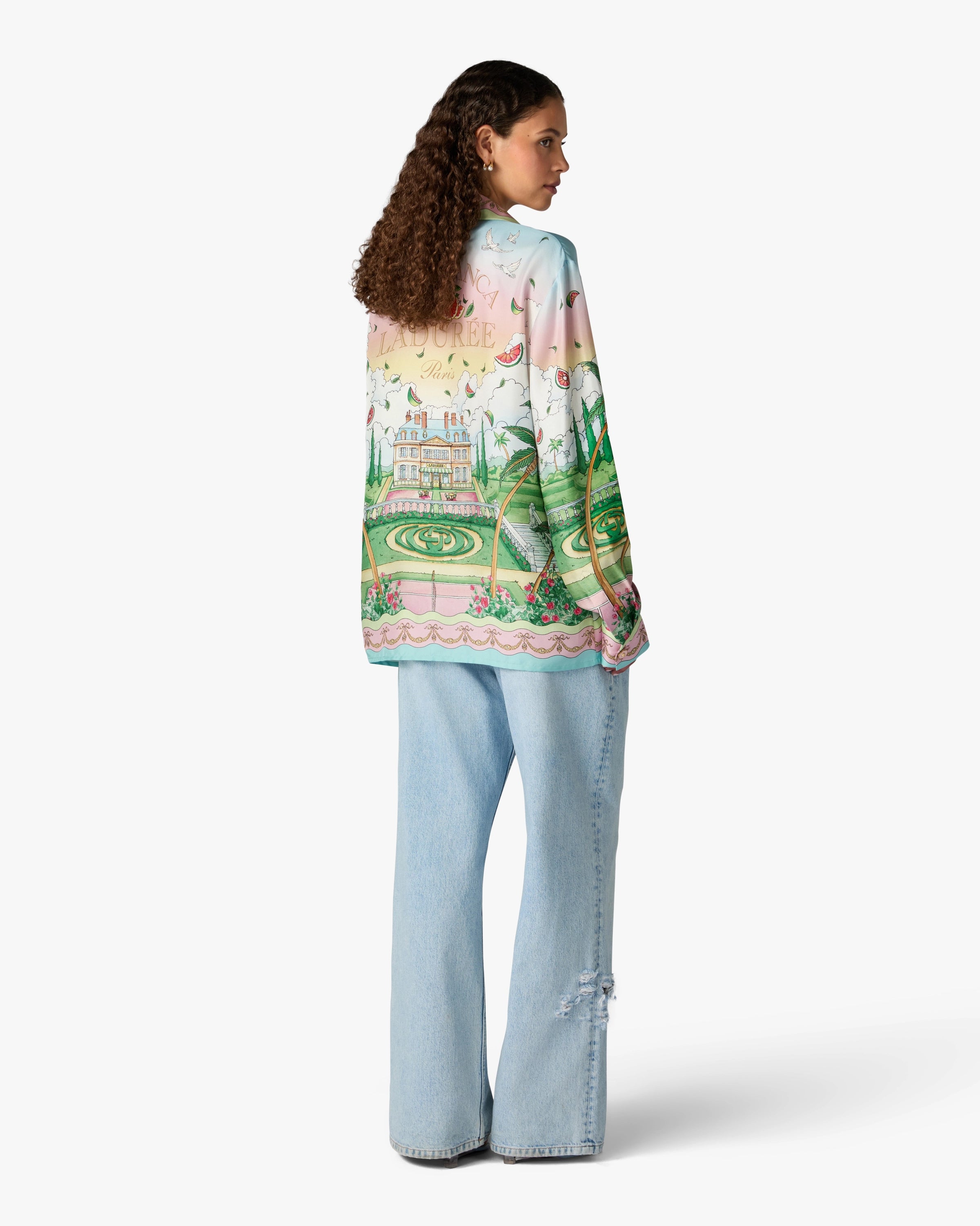 Casablanca Laduree x Casablanca camicia seta multicolore