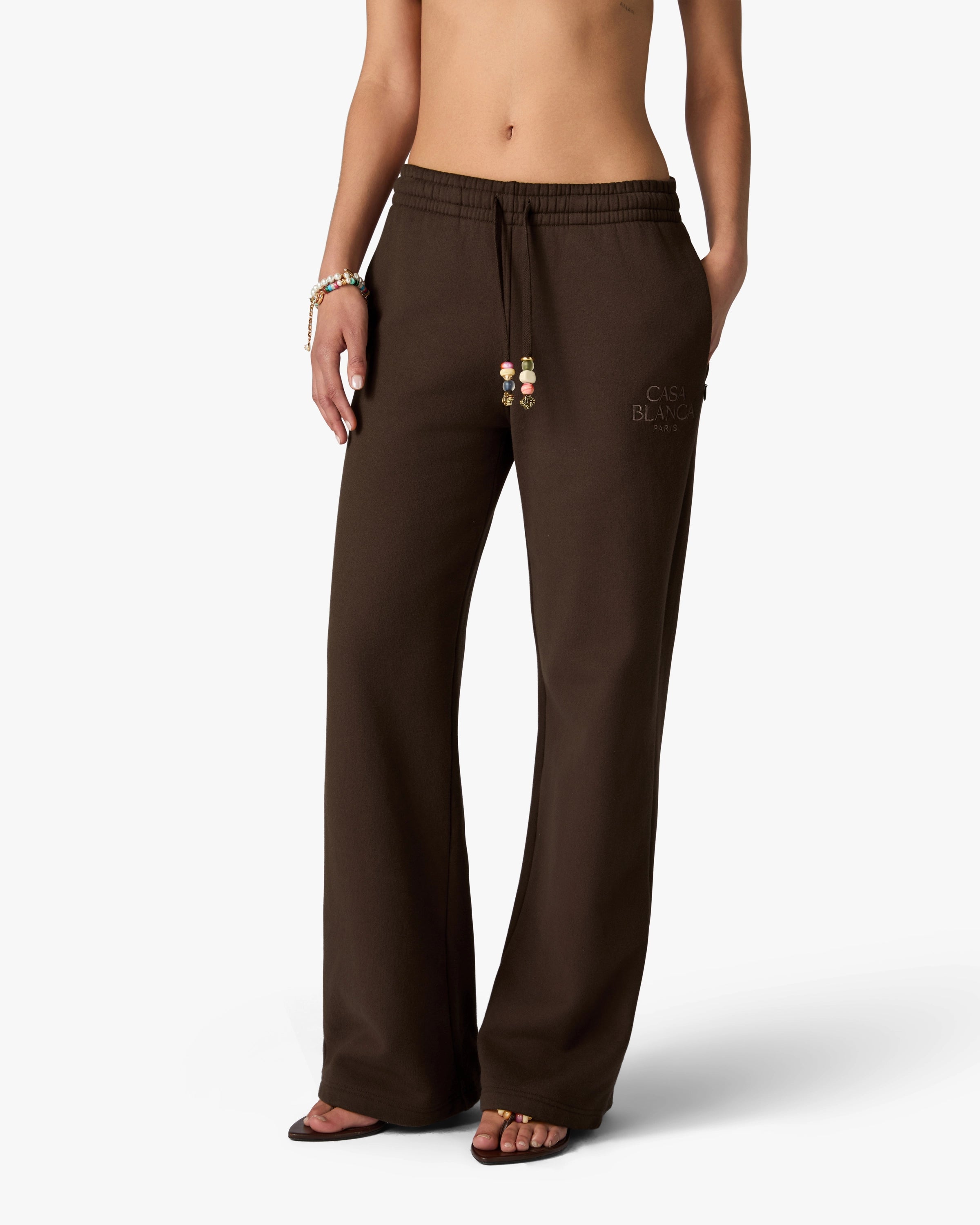 Casablanca Wide Leg pantaloni tuta marroni cotone cashmere