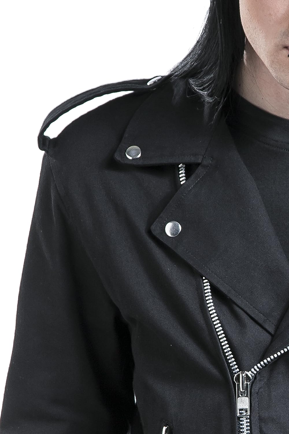 Gothicana Giacca Biker Nera Uomo Mezza Stagione