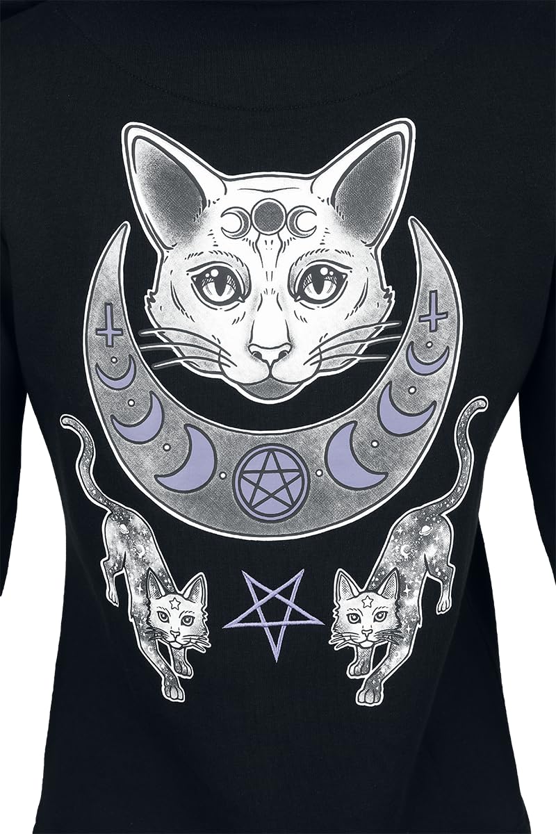 Gothicana by EMP Giacca con Cappuccio Nera Patch Gatto donna