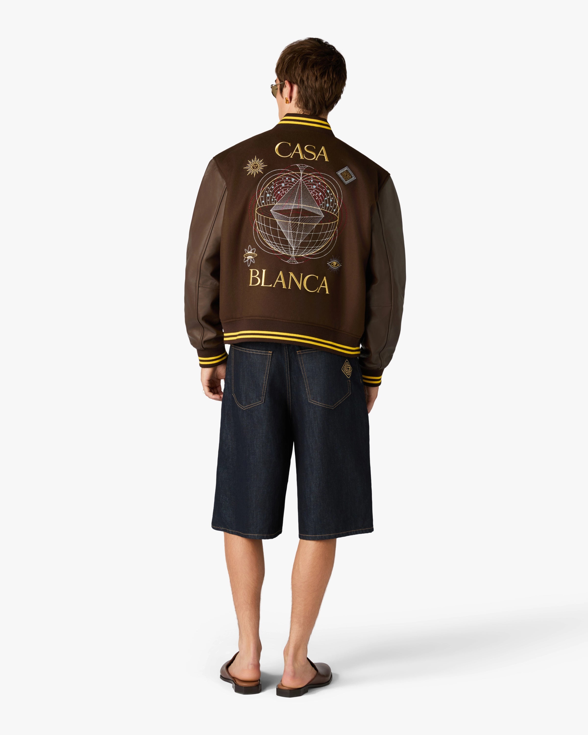 Casablanca Celestial Pyramid giacca varsity marrone lana