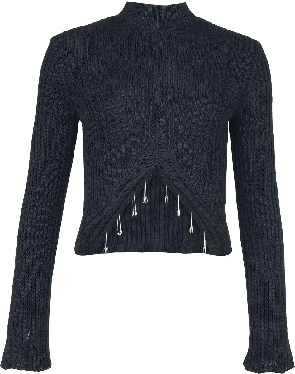 Gothicana by EMP Maglione Nero Dettagli Metallici taglia L