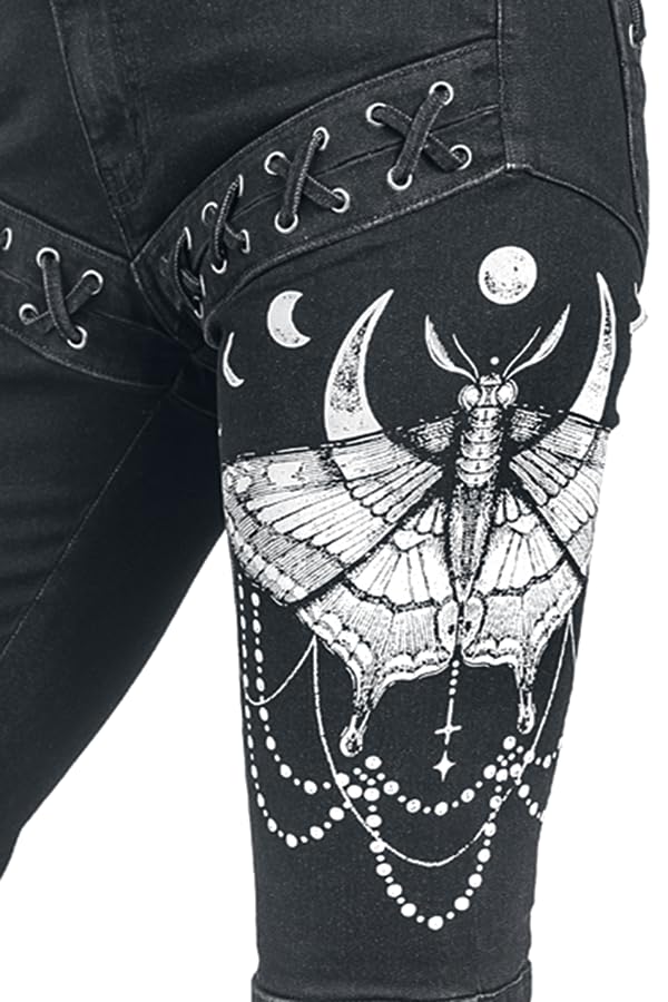Gothicana by EMP Jeans Neri Allacciati 30W/32L Gotici