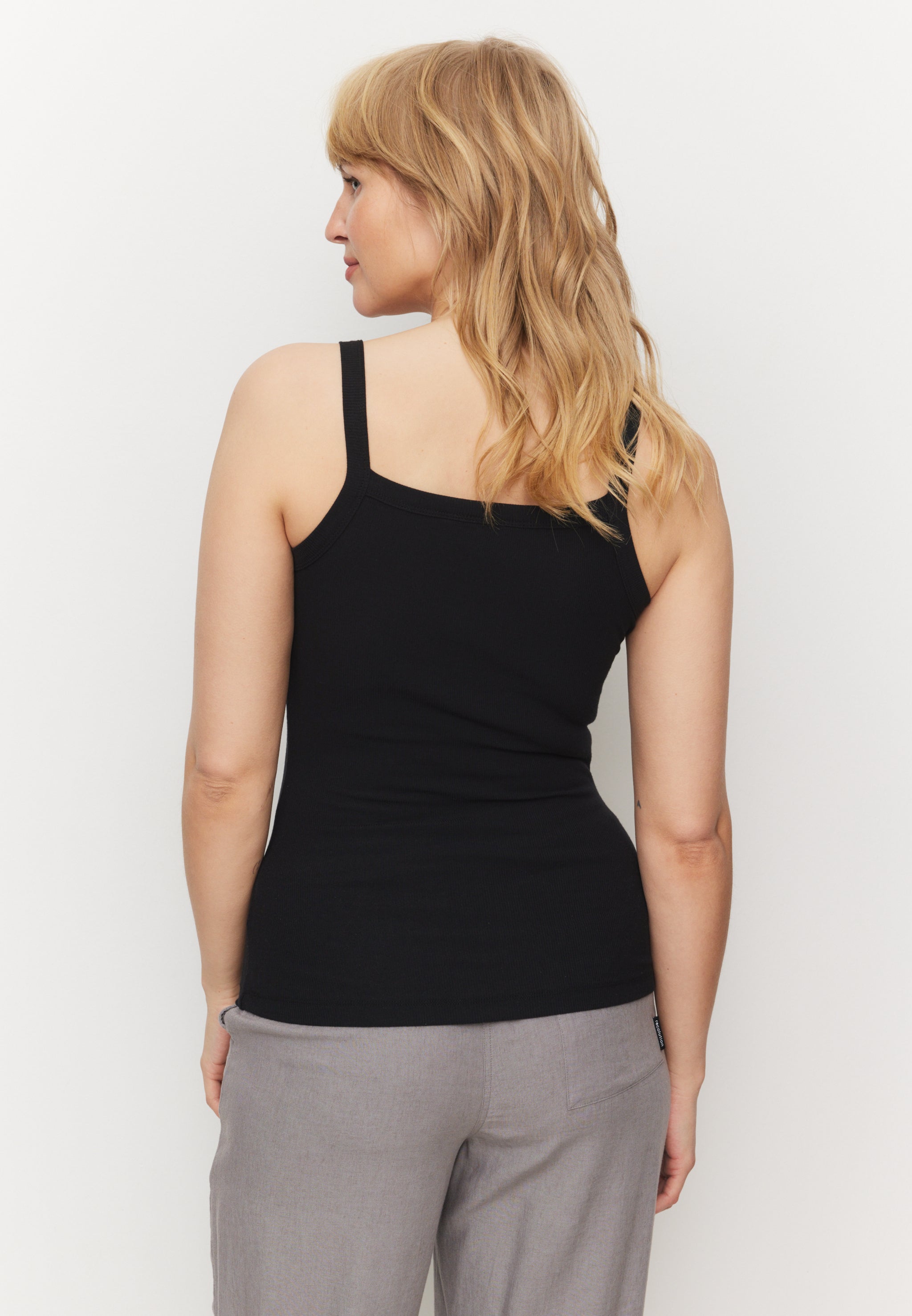 Recolution Daisy top donna black cotone e modal elasticizzato