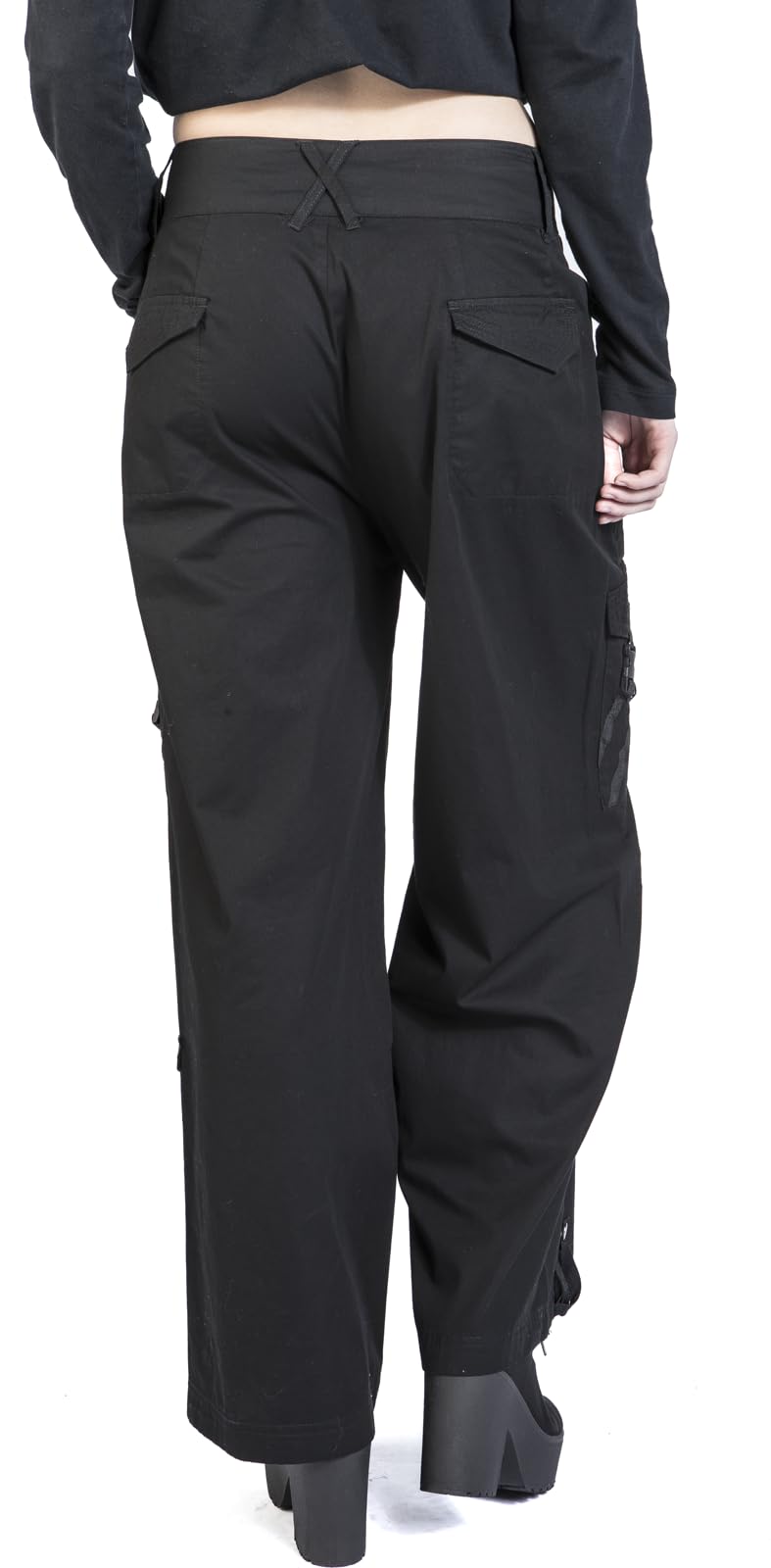 Gothicana by EMP Pantaloni Tessuto Nero Gamba Larga XL