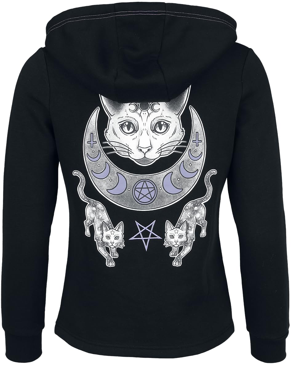Gothicana by EMP Giacca con Cappuccio Nera Patch Gatto donna