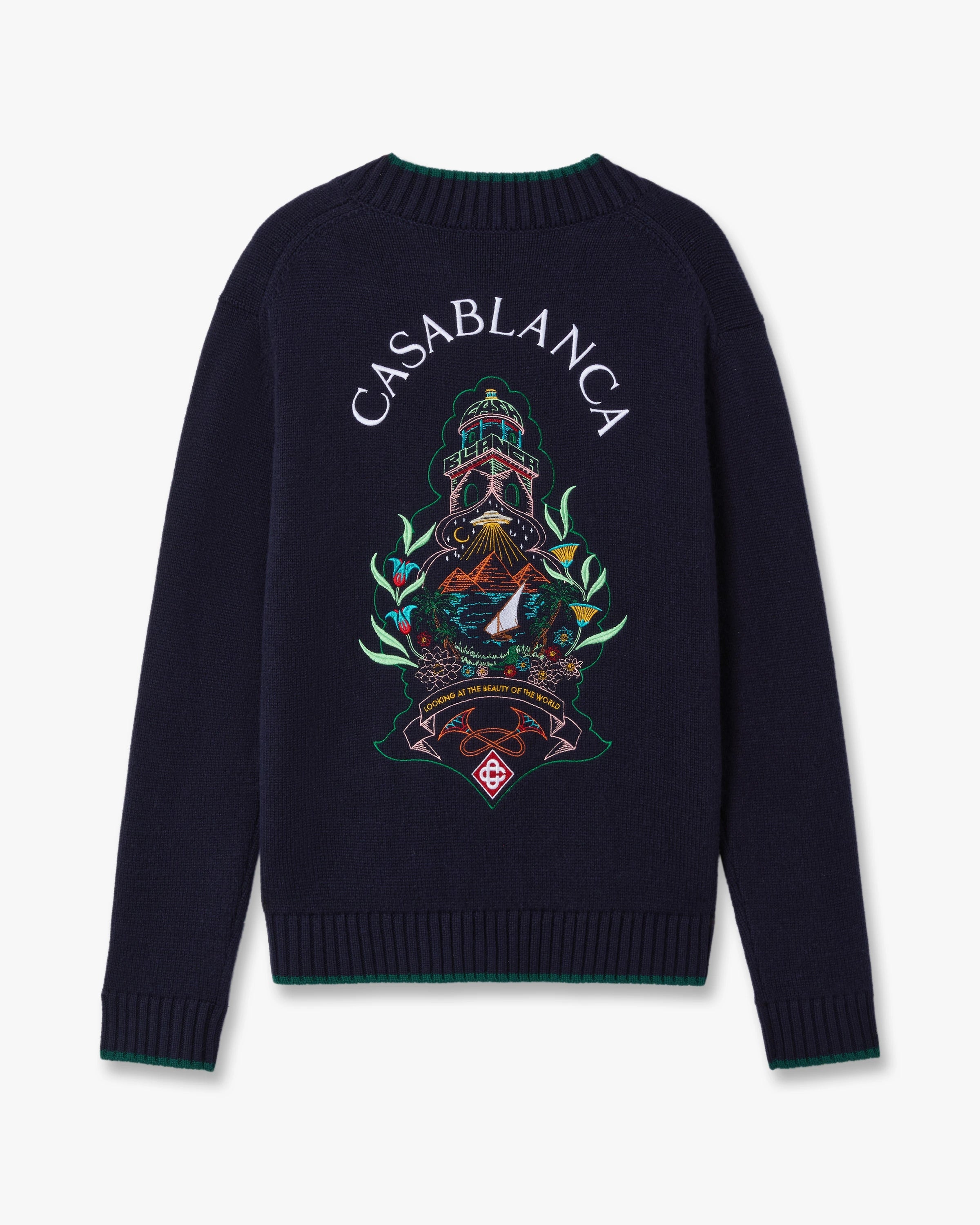 Casablanca Hotel Emblem cardigan lana blu navy taglia M