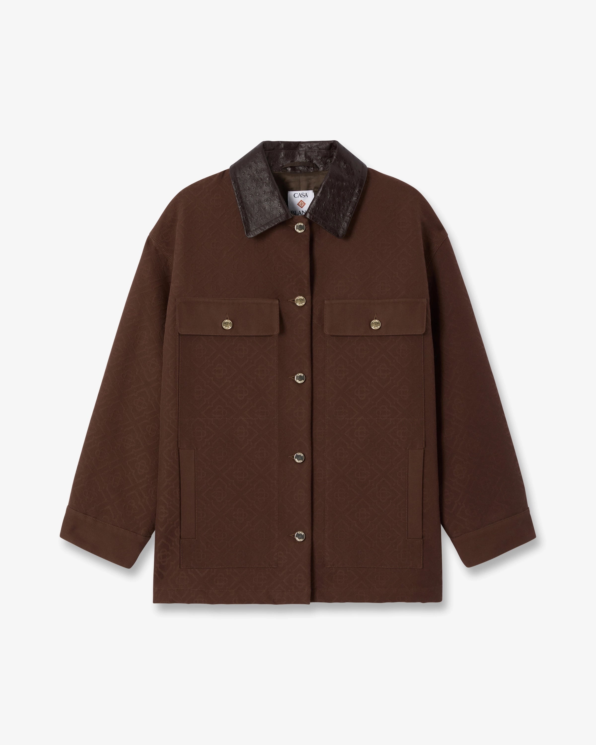 Casablanca Workwear giacca marrone pelle collo S