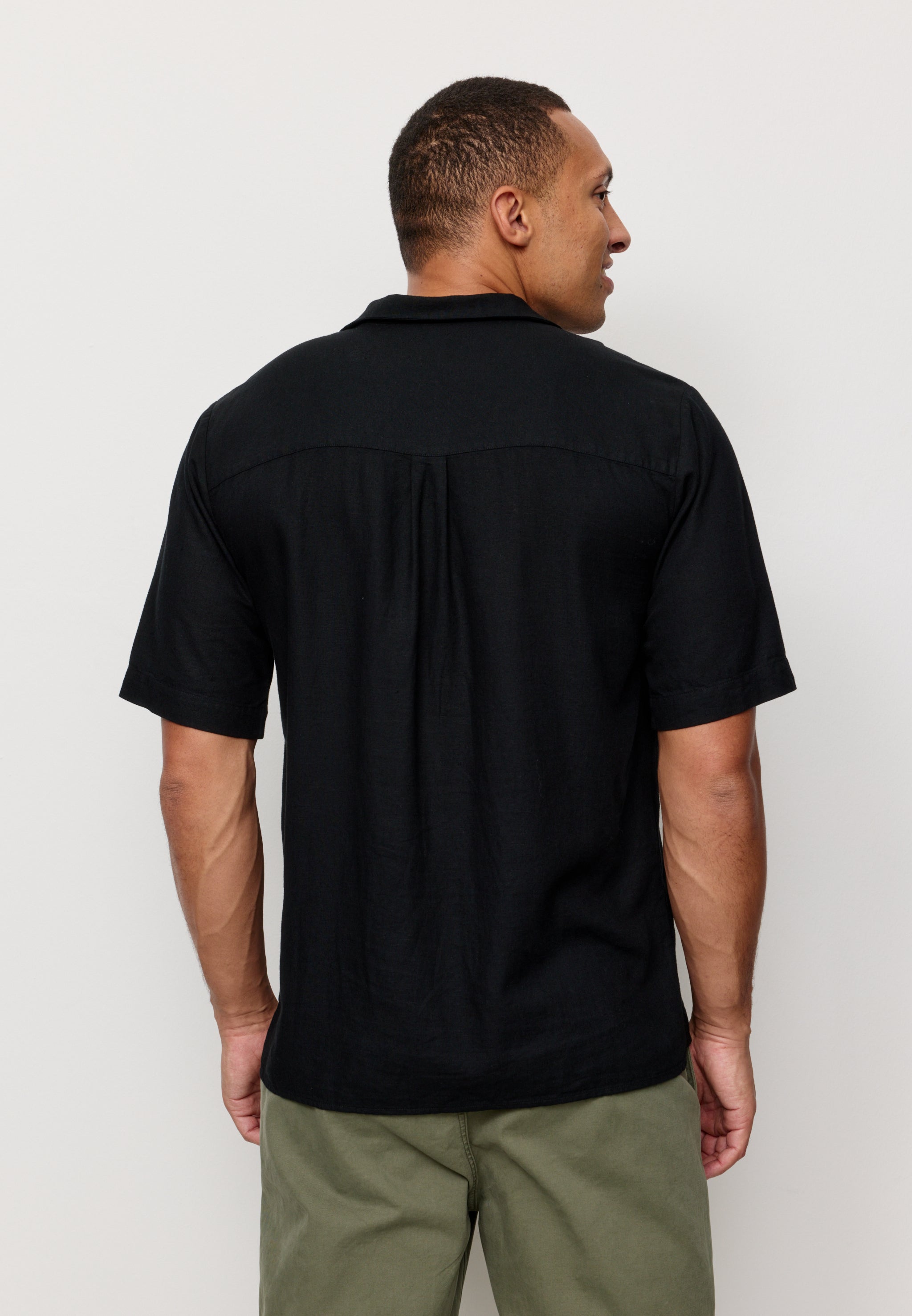 Recolution Cactus camicia uomo nera in lino