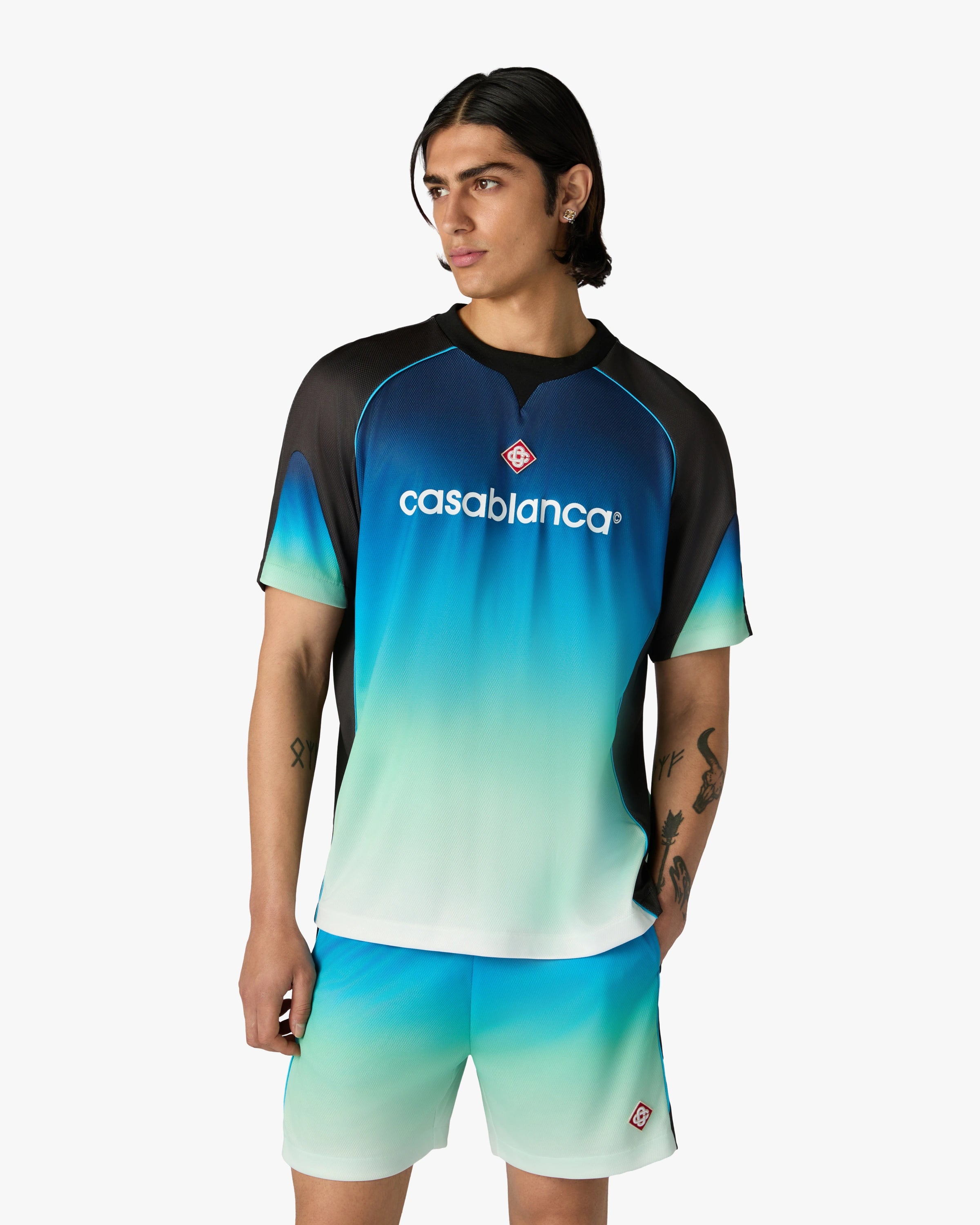 Casablanca Football maglia calcio sfumata blu verde taglia M