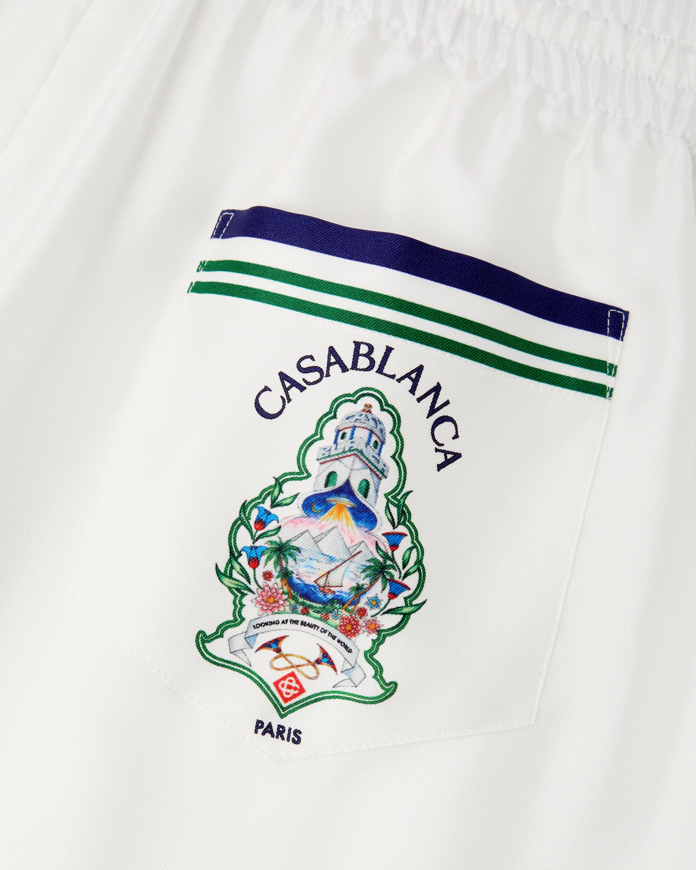 Casablanca Hotel Emblem shorts uomo bianchi seta