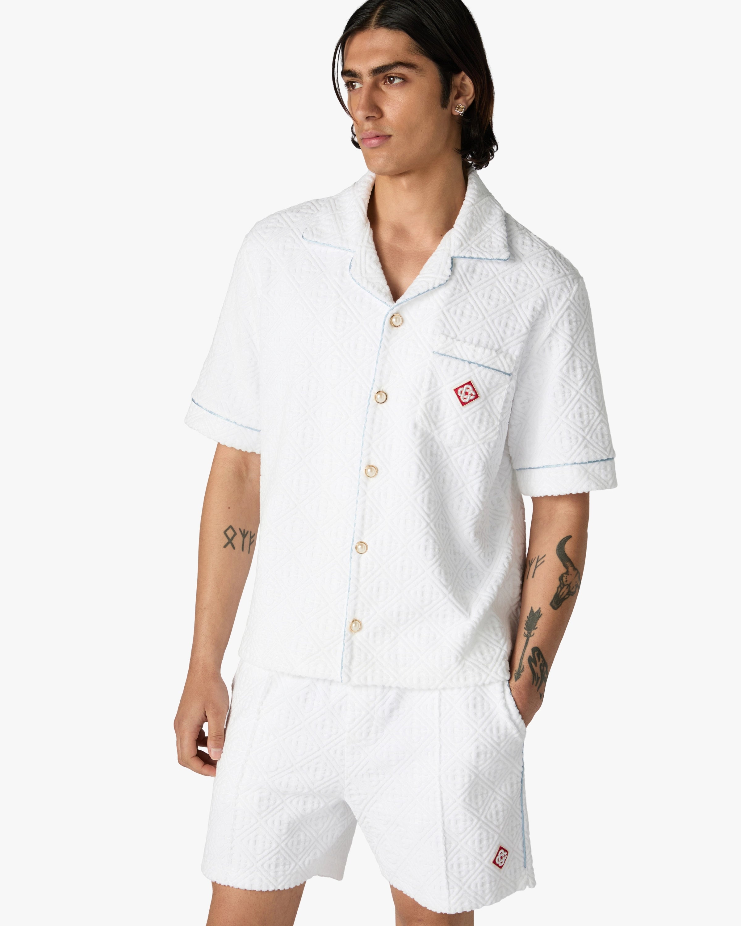 Casablanca Monogram camicia spugna bianca