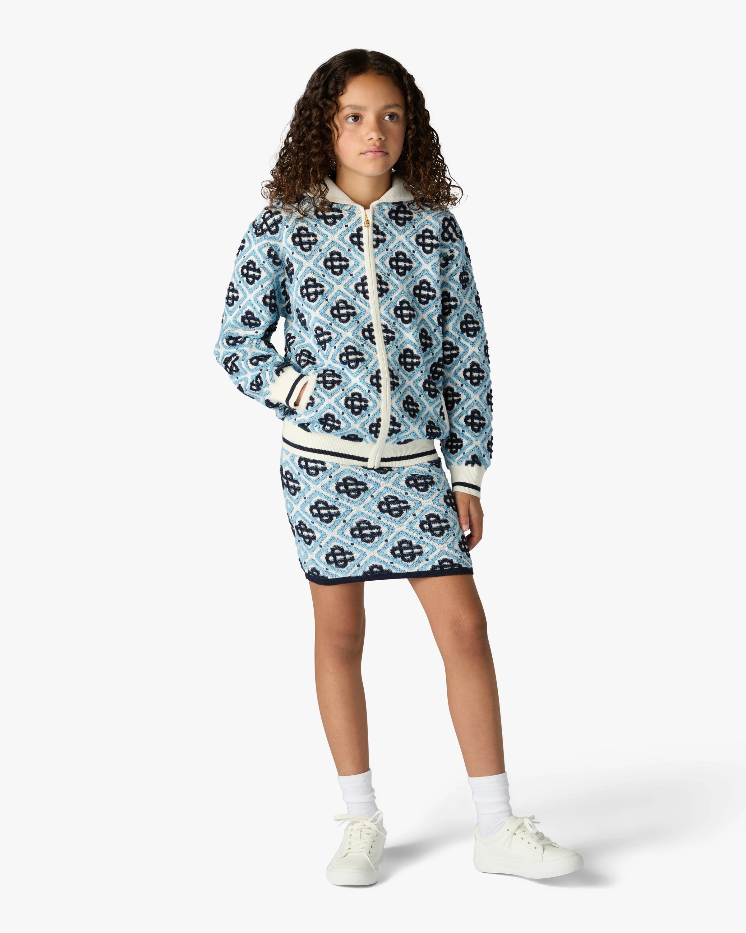 Casablanca gonna blu monogram bambina lana