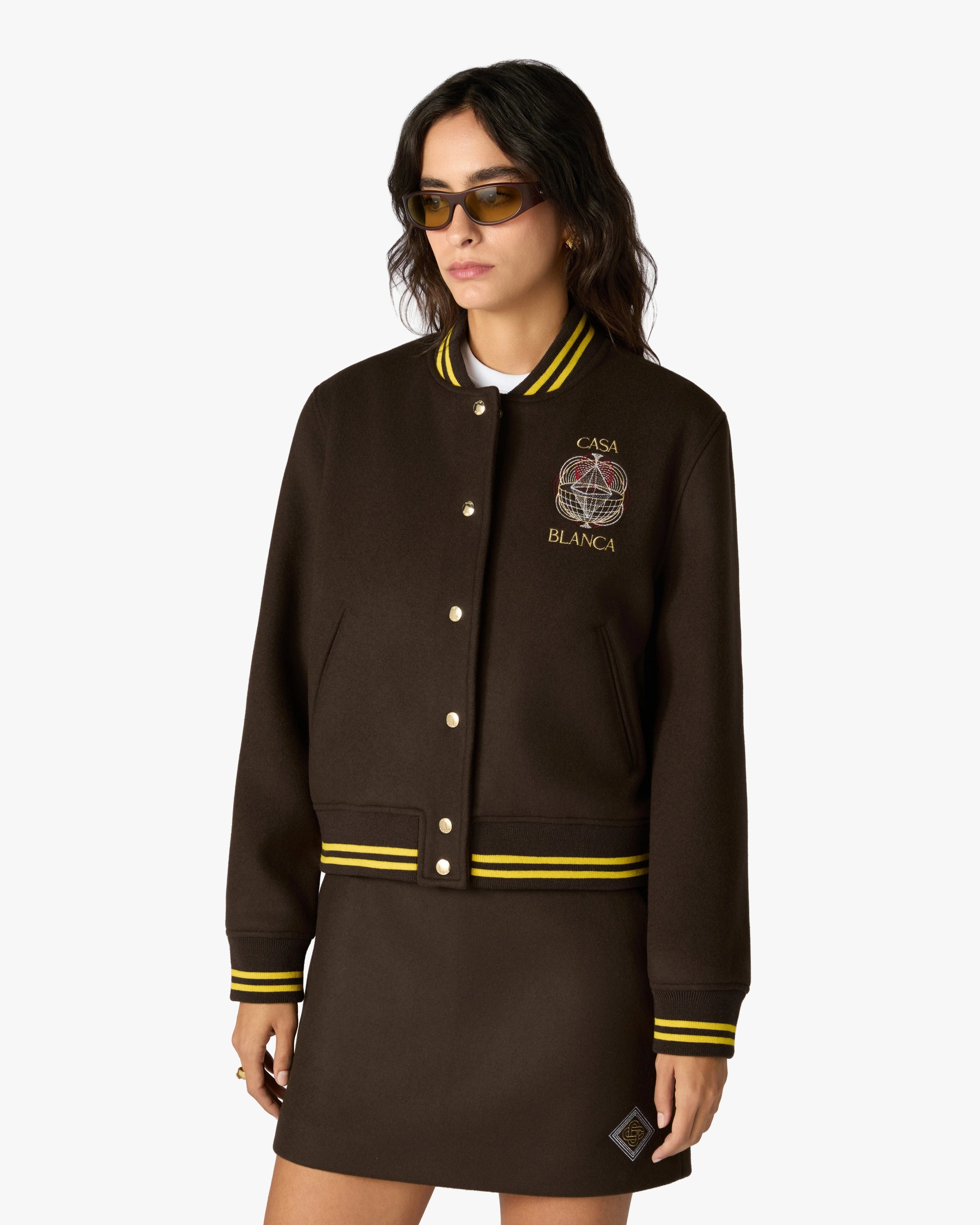 Casablanca Celestial Pyramid Giacca Varsity Marrone Lana