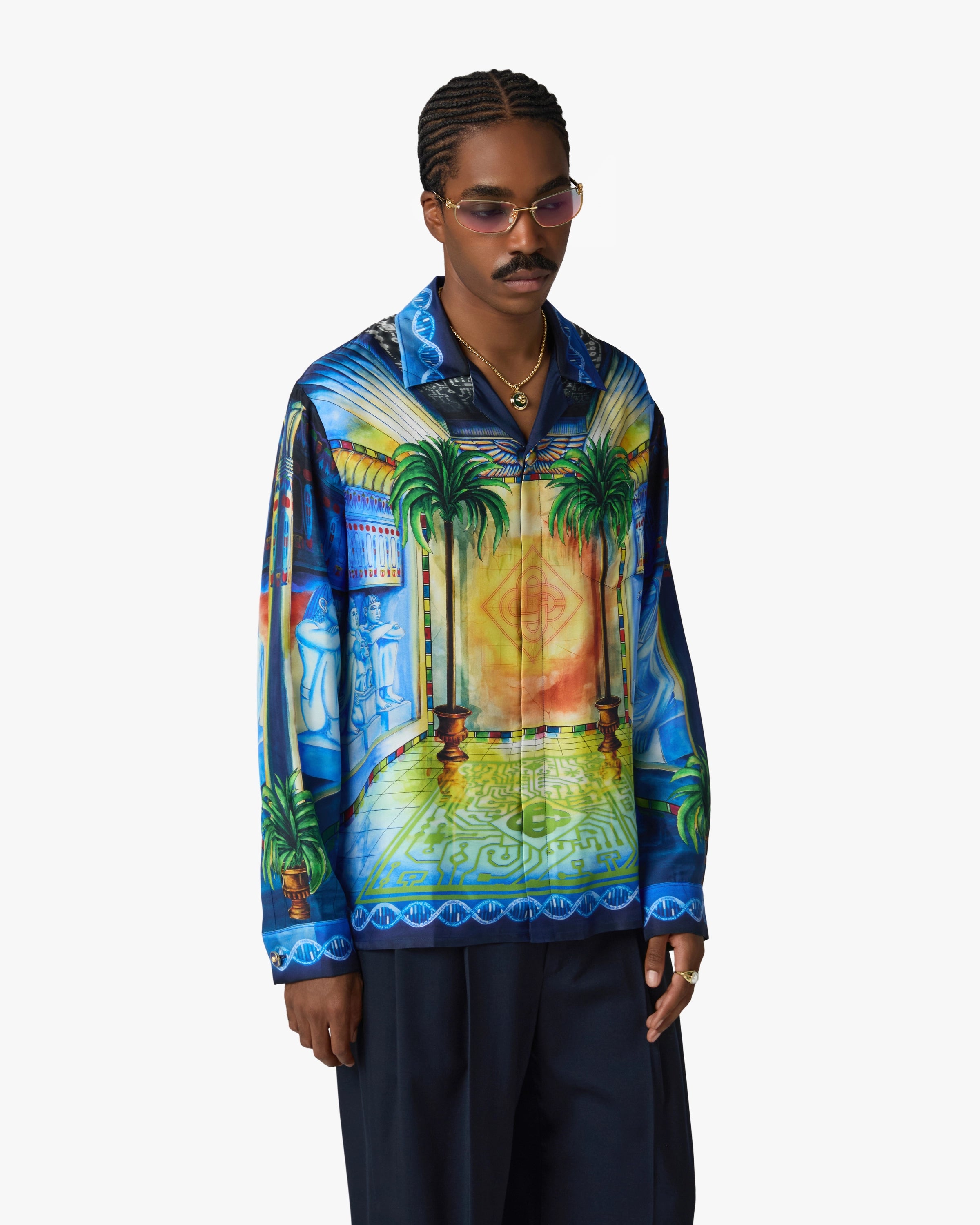 Casablanca Geometrie Sacree camicia seta manica lunga taglia M