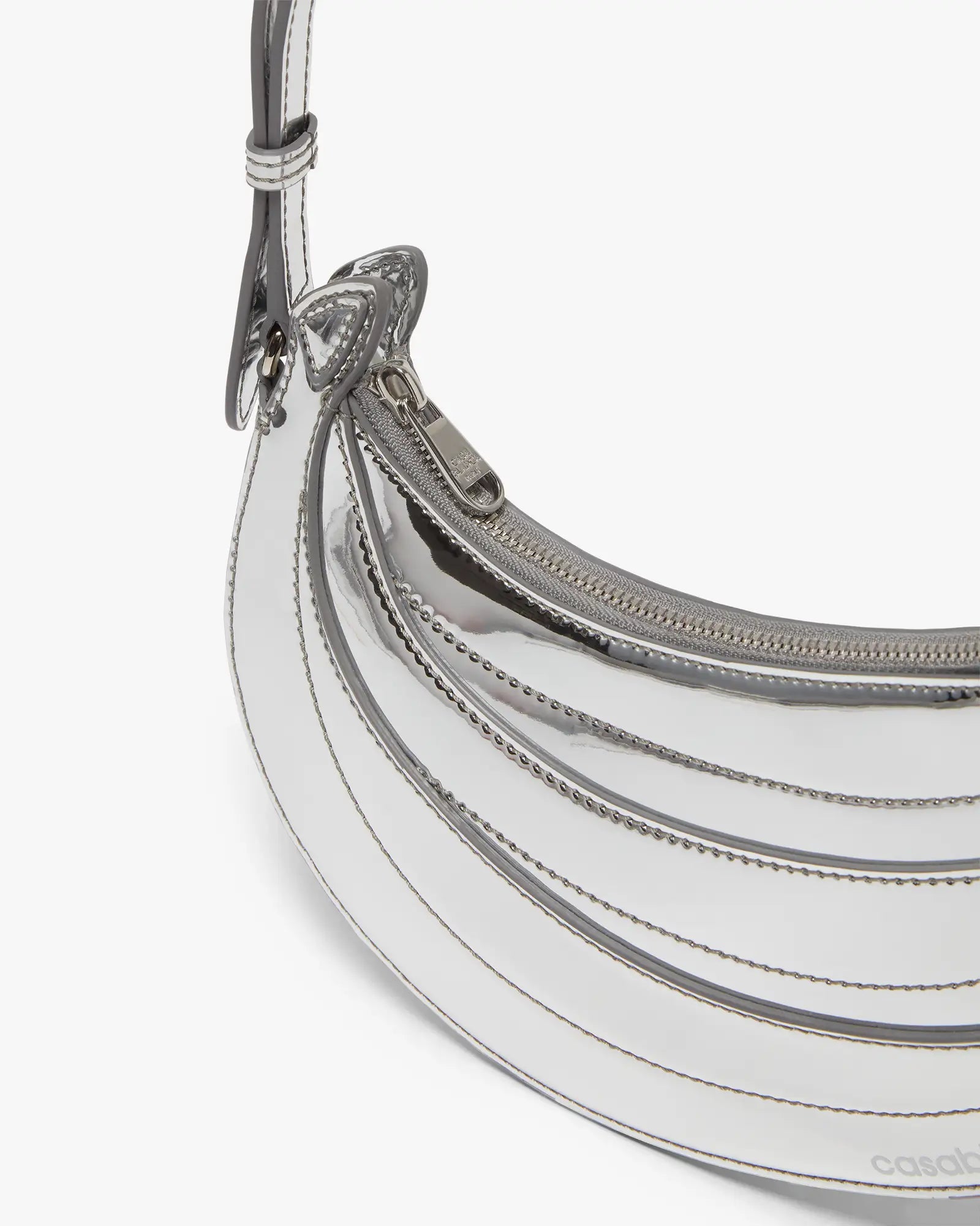 Casablanca Banana borsa pelle argento tracolla regolabile