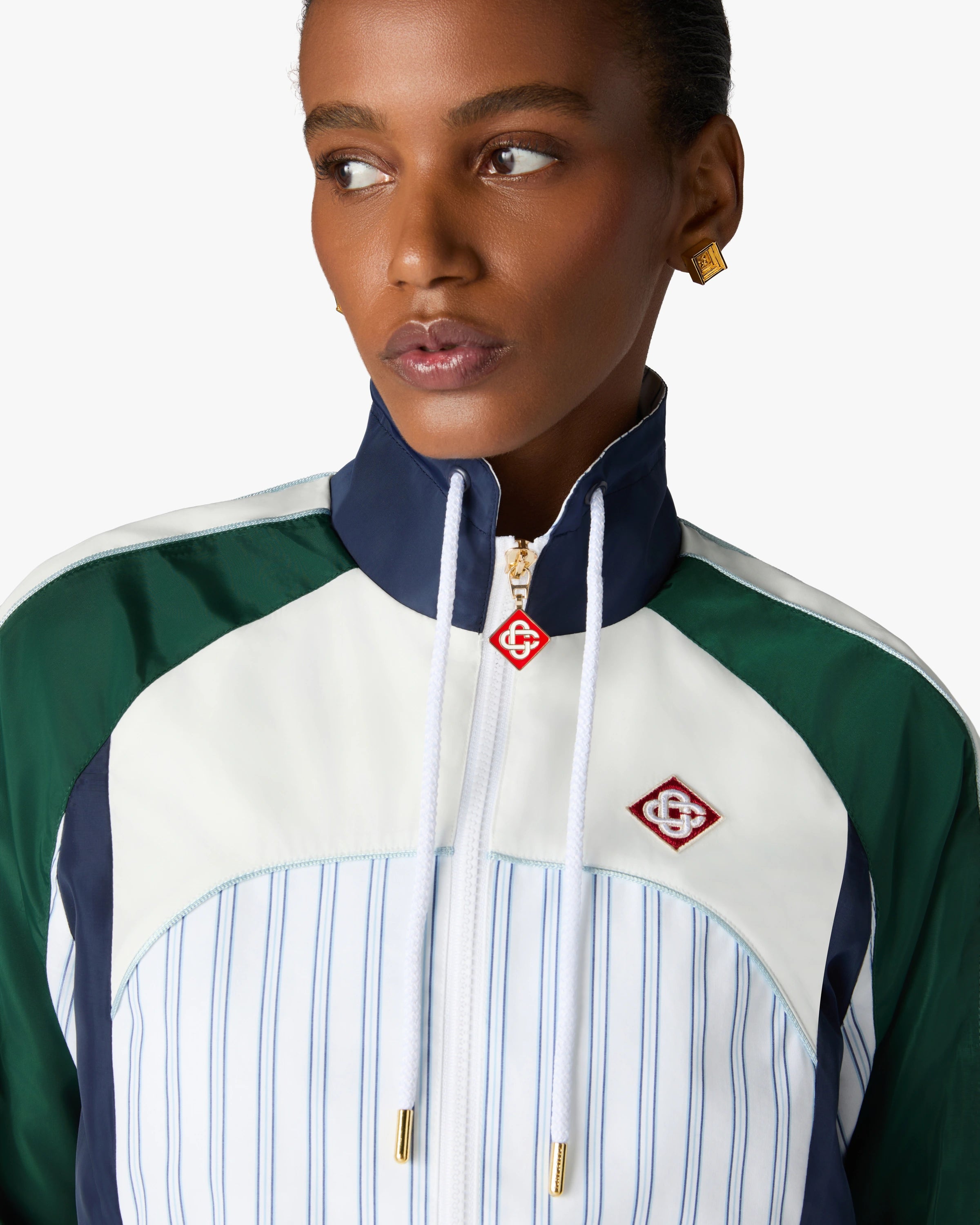 Casablanca Apres Sport Pinstripe Panelled giacca tuta cotone